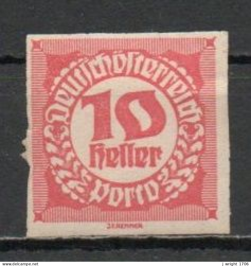 Austria, 1920, Numeral/Imperf, 10h, MH - Impuestos