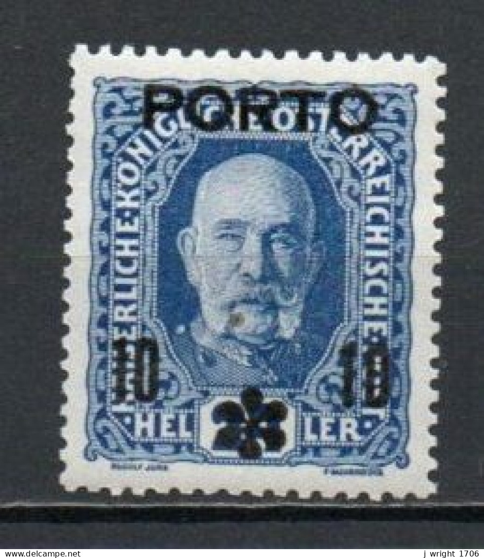 Austria, 1917, Emperor Franz Joseph I/PORTO Overprint, 10h, MH - Segnatasse