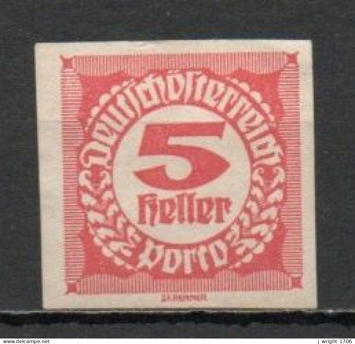 Austria, 1920, Numeral/Imperf, 5h, MH - Portomarken