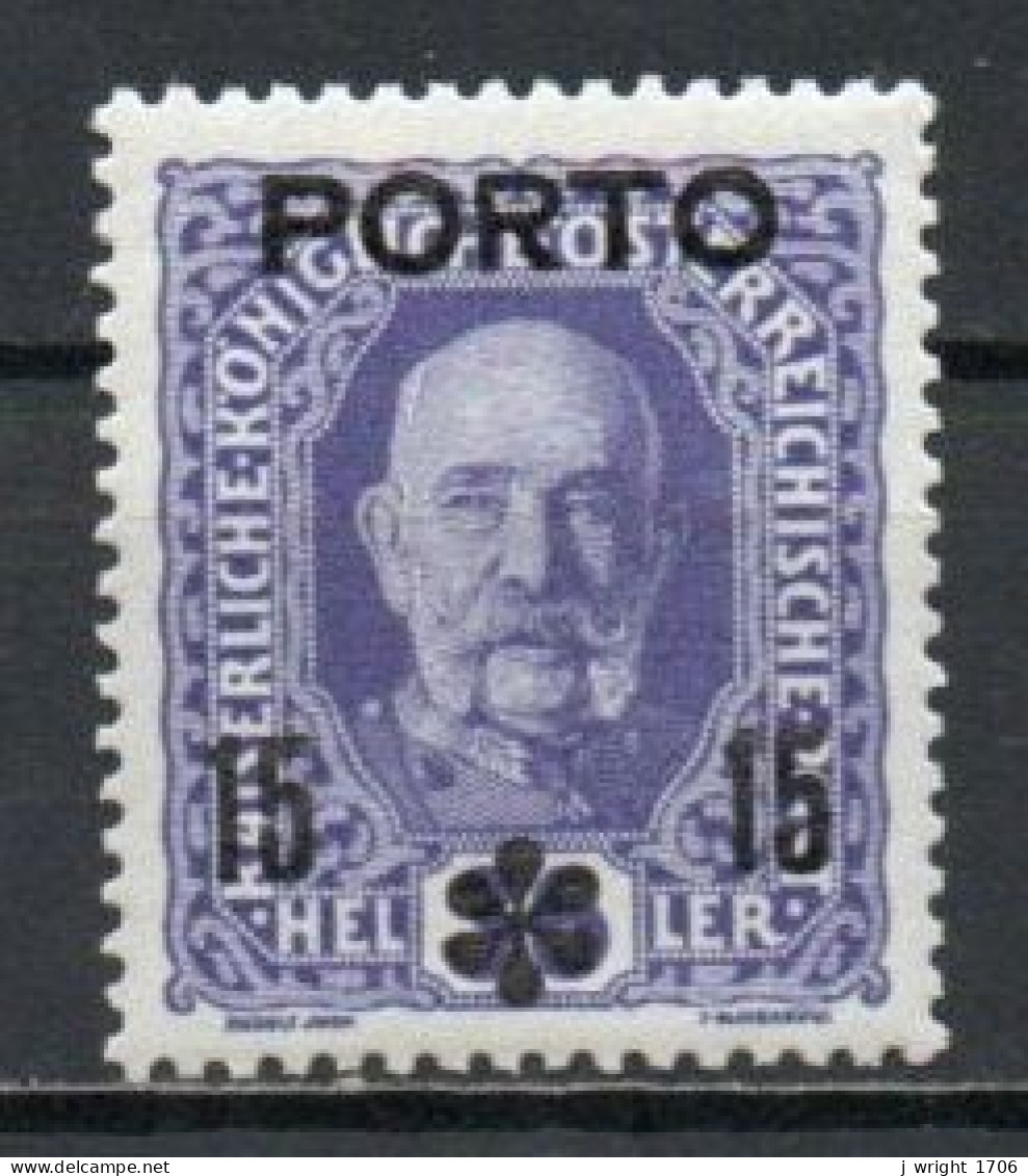 Austria, 1917, Emperor Franz Joseph I/PORTO Overprint, 15h, MH - Postage Due