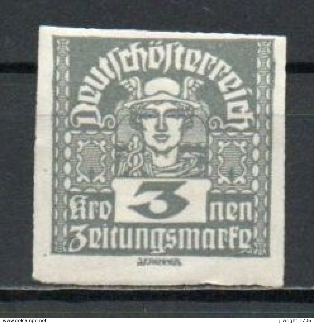 Austria, 1921, Mercury/White Paper, 3kr, MH - Giornali