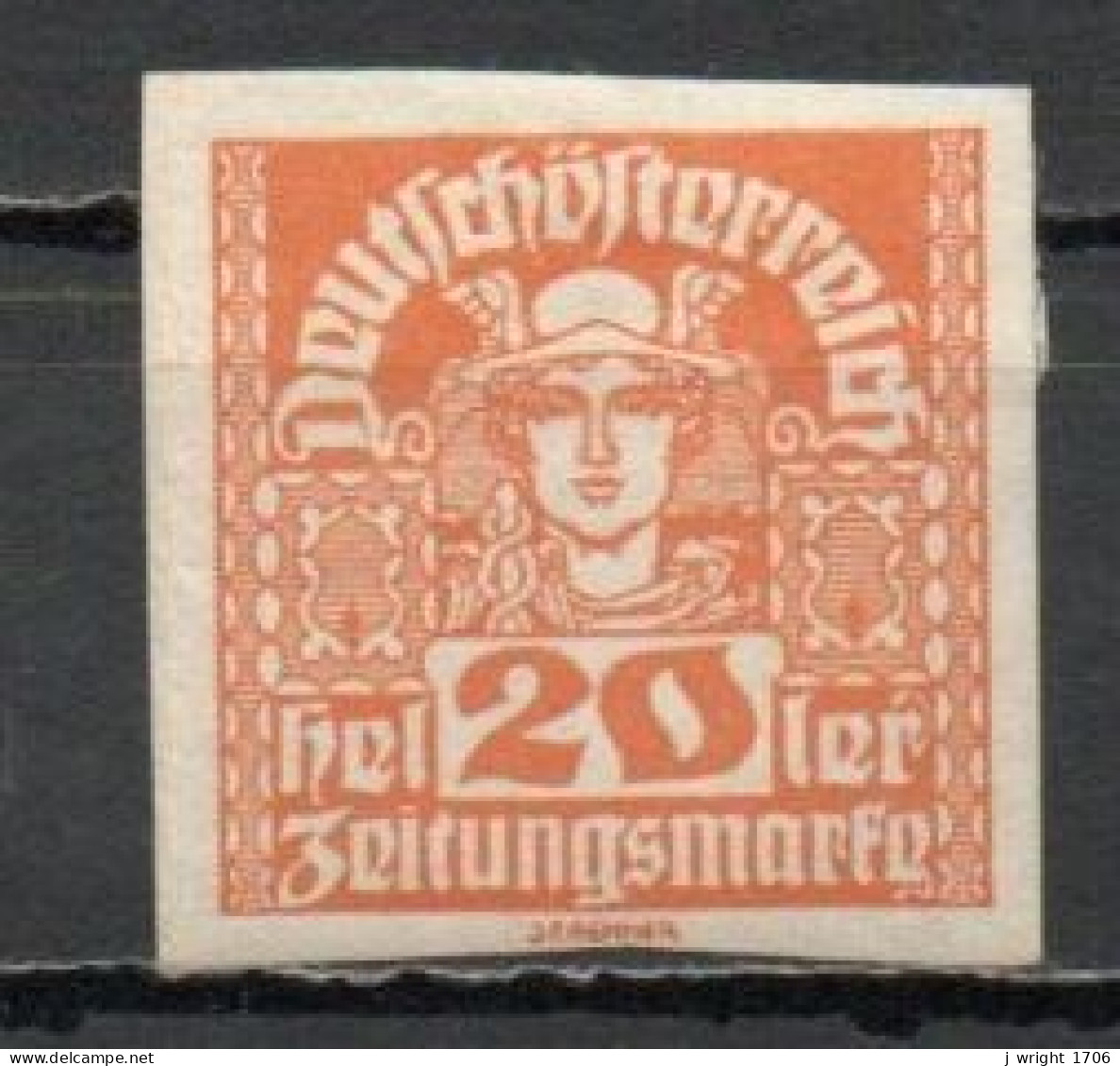 Austria, 1921, Mercury/White Paper, 20h, MH - Newspapers