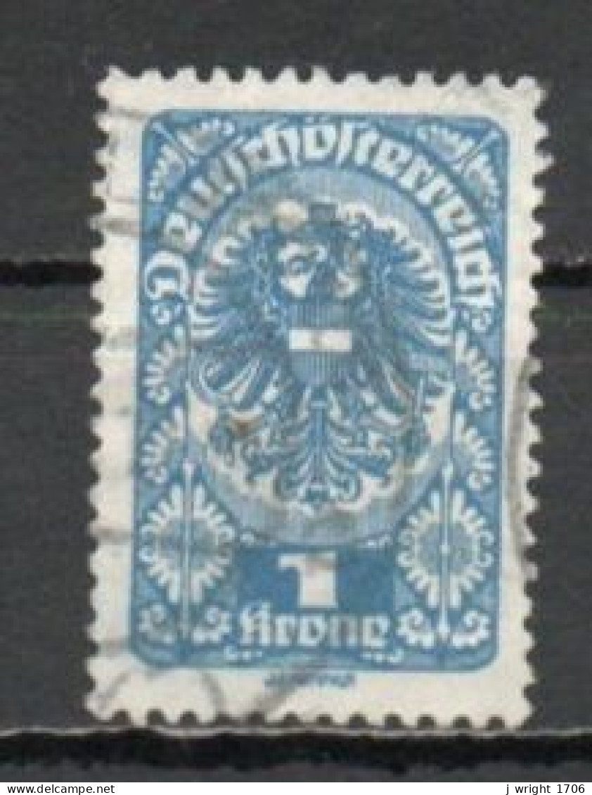 Austria, 1919, Coat Of Arms/White Paper, 1kr/Blue, USED - Oblitérés