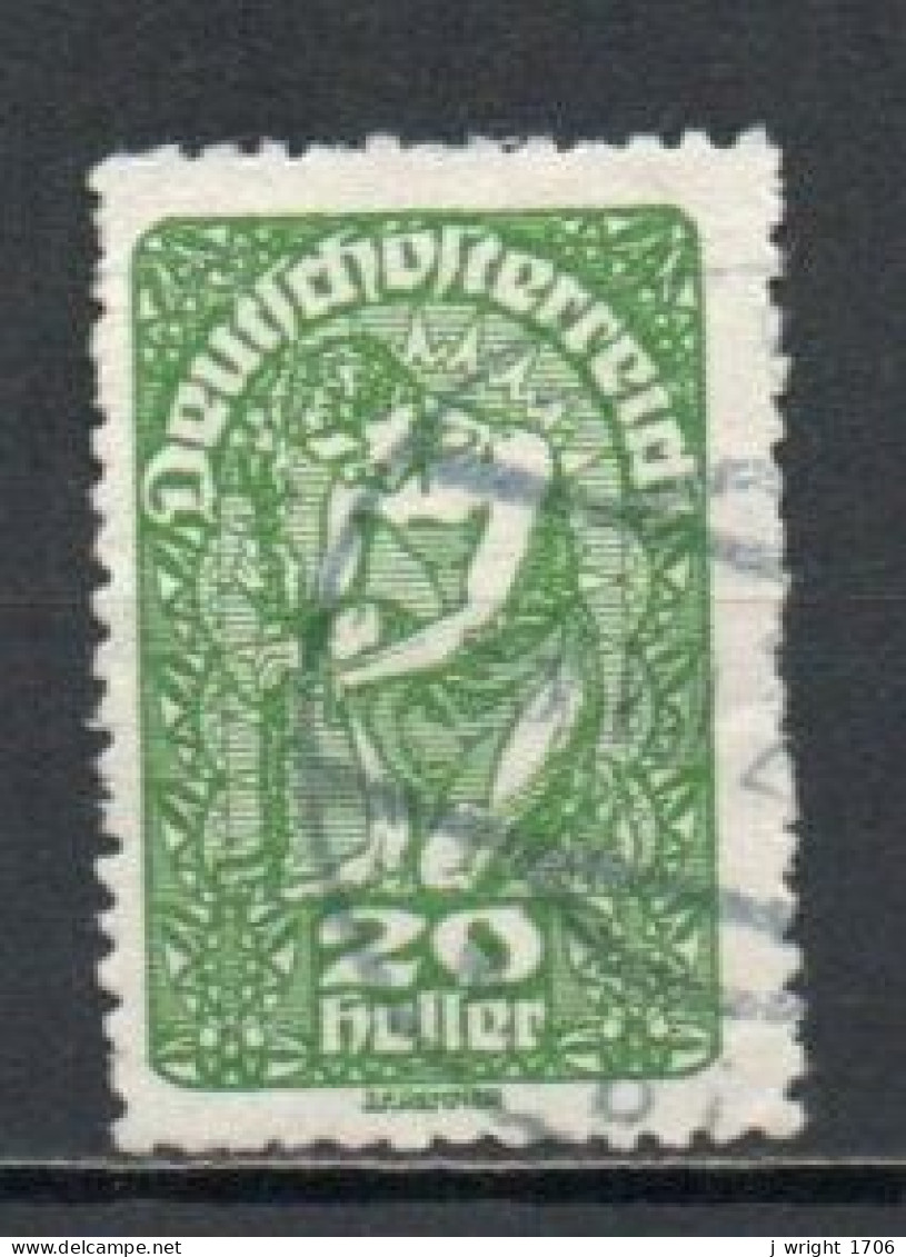 Austria, 1919, Allegory/White Paper, 20h/Green, USED - Oblitérés