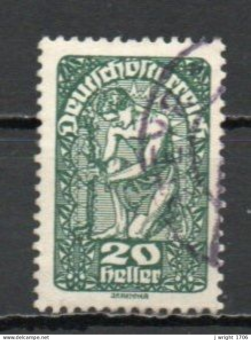 Austria, 1919, Allegory/White Paper, 20h/Dark Green, USED - Gebruikt