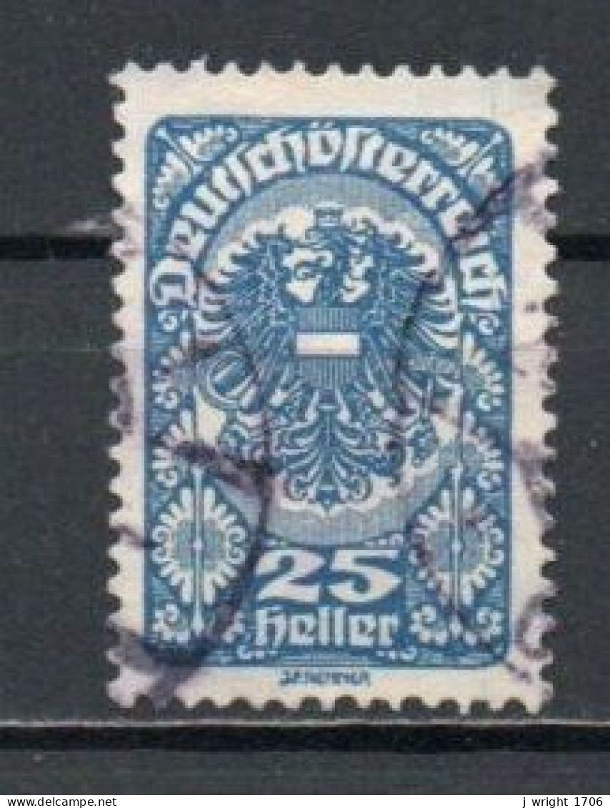 Austria, 1919, Coat Of Arms/White Paper, 25h, USED - Oblitérés