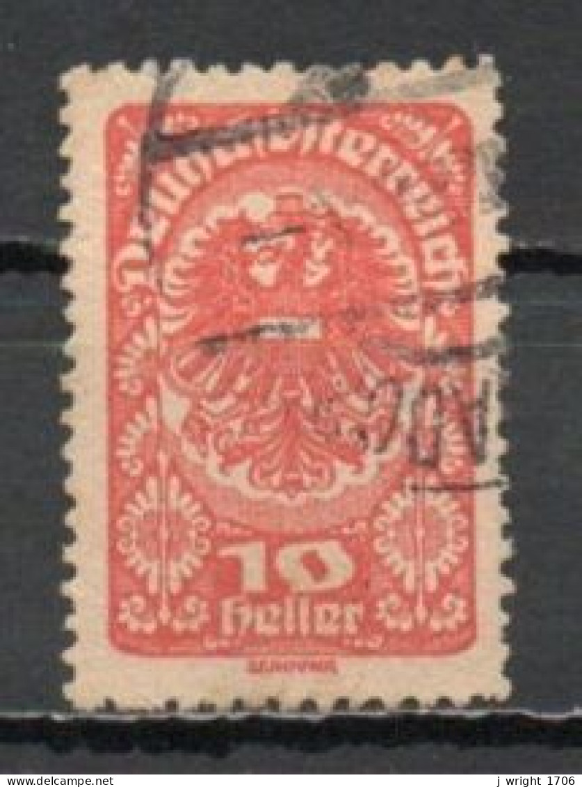 Austria, 1919, Coat Of Arms/Thick Grey Paper, 10h/Vermilion, USED - Gebruikt