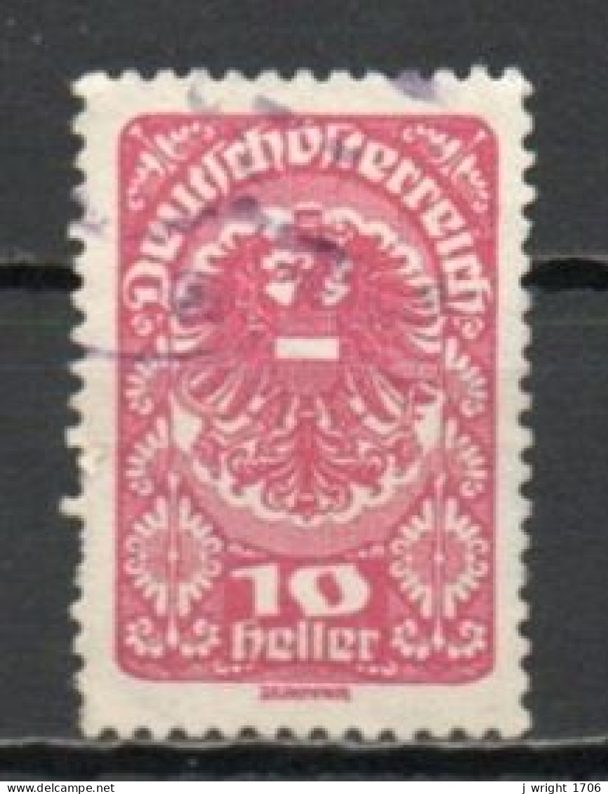 Austria, 1919, Coat Of Arms/White Paper, 10h/Red, USED - Gebruikt