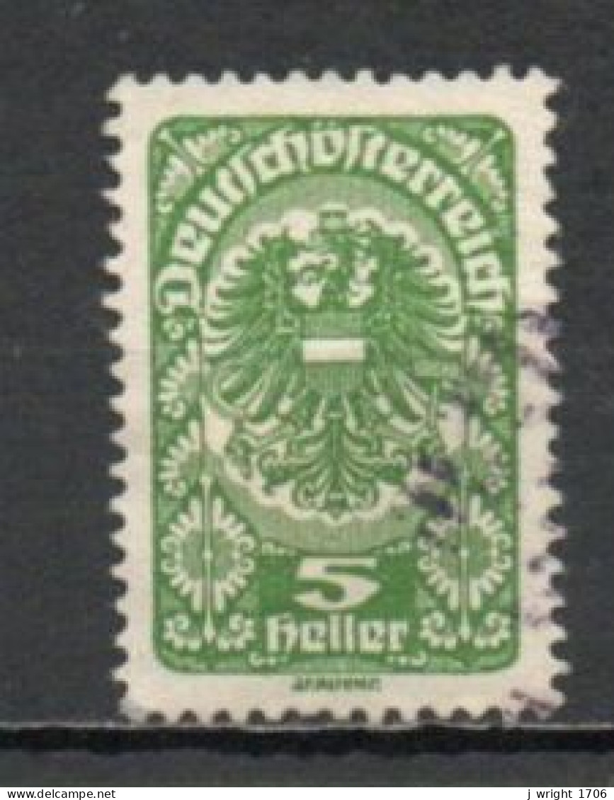 Austria, 1919, Coat Of Arms/White Paper, 5h/Green, USED - Gebruikt
