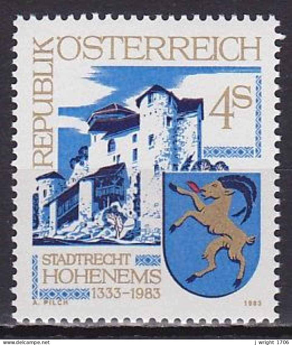 Austria, 1983, Hohenems Town Rights 650th Anniv, 4s, MNH - Unused Stamps