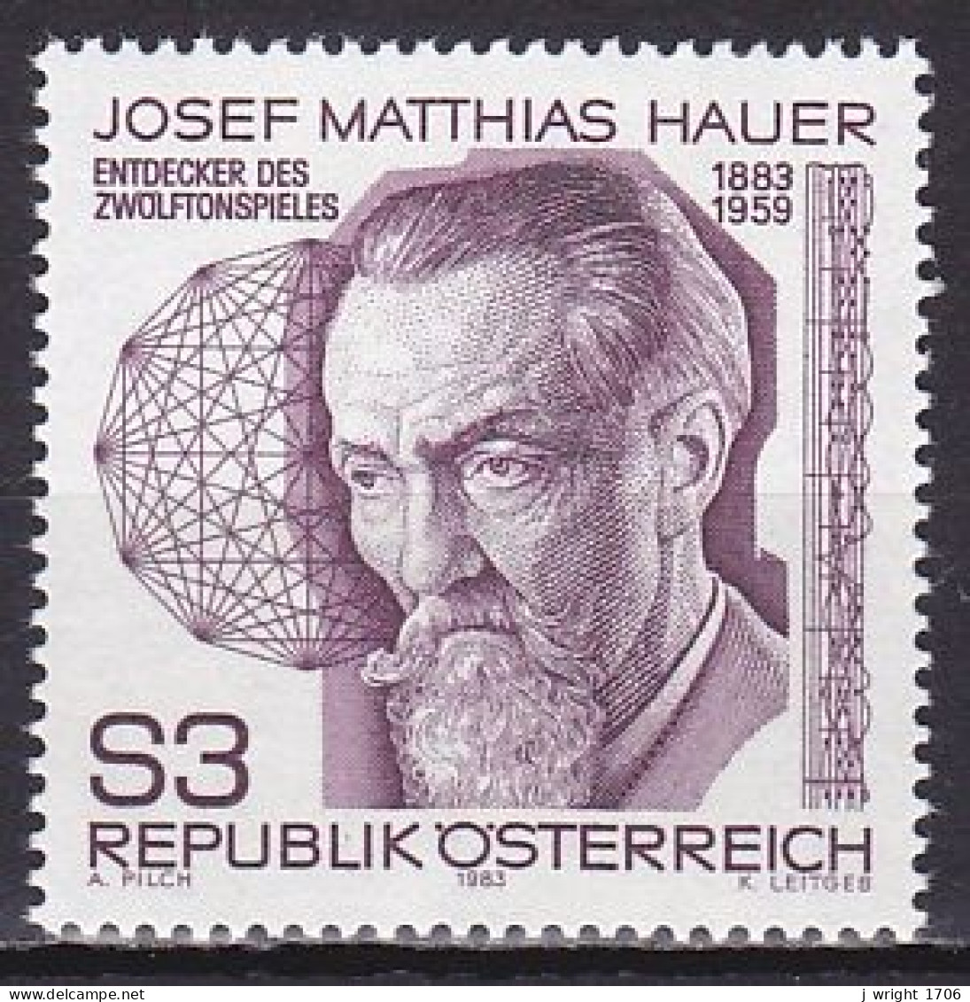 Austria, 1983, Matthias Hauer, 3s, MNH - Unused Stamps