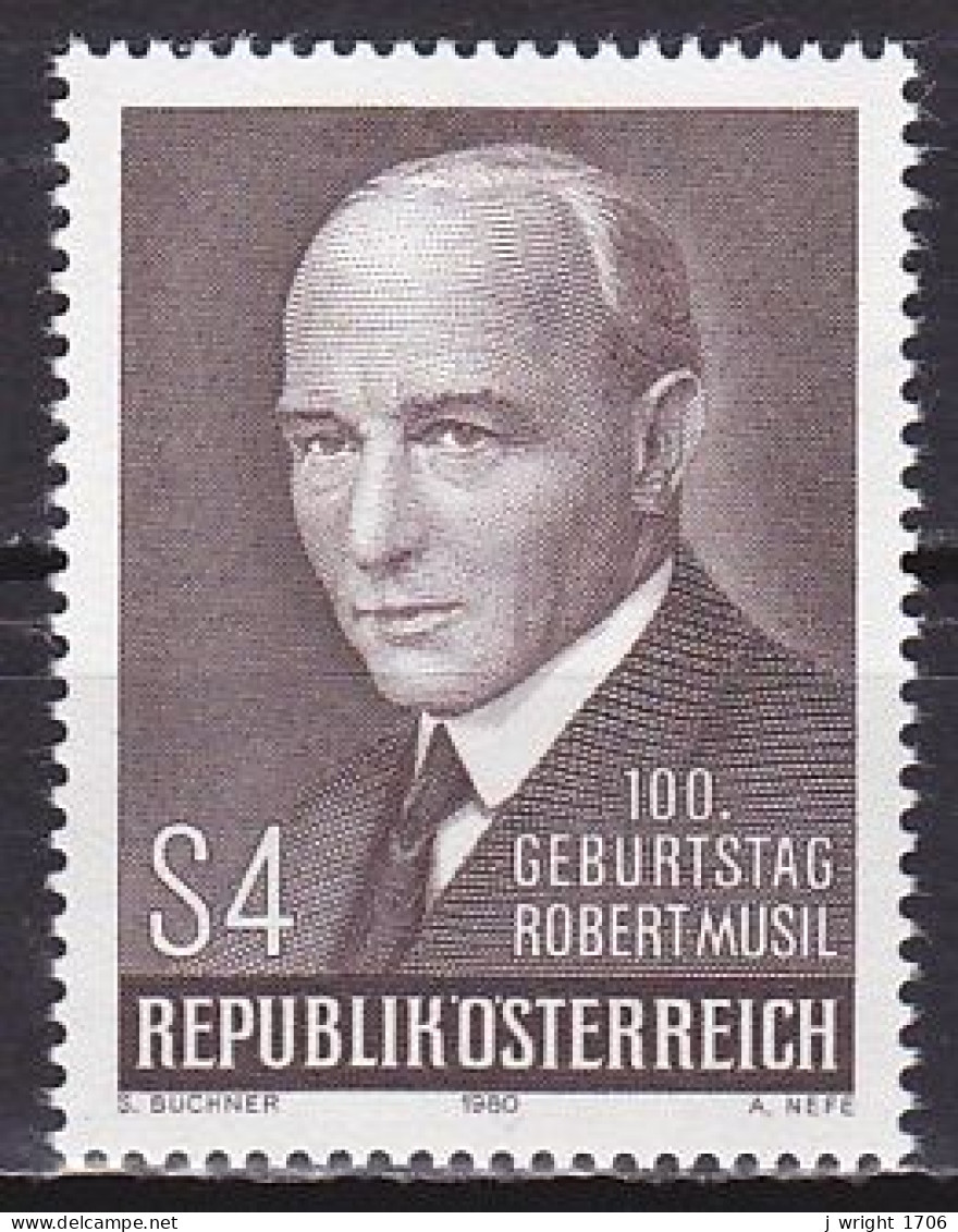 Austria, 1980, Robert Musil, 4s, MNH - Unused Stamps