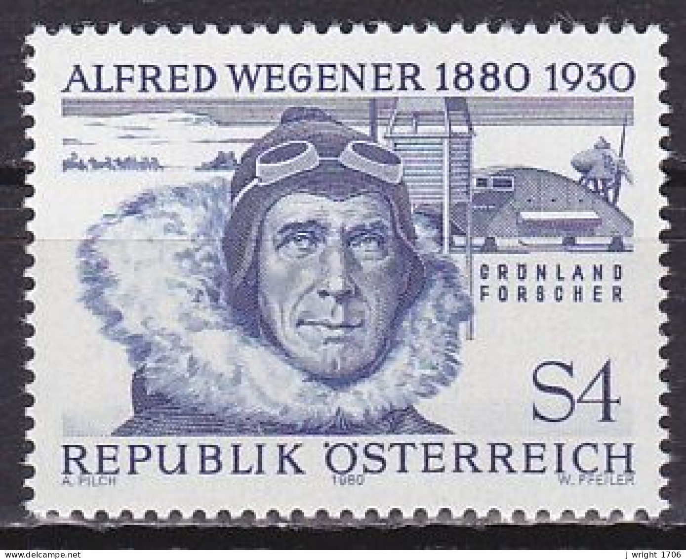 Austria, 1980, Alfred Wegener, 4s, MNH - Ungebraucht