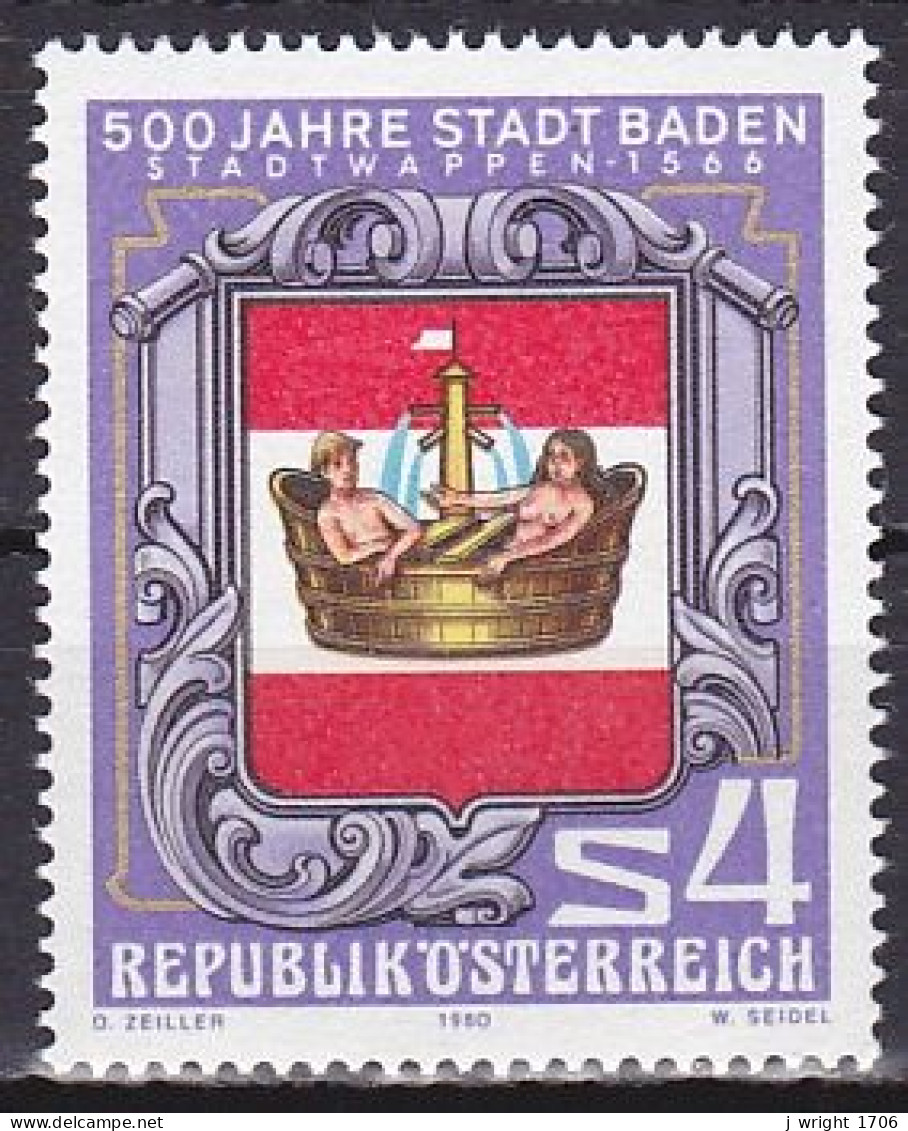 Austria, 1980, Baden 500th Anniv, 4s, MNH - Nuovi