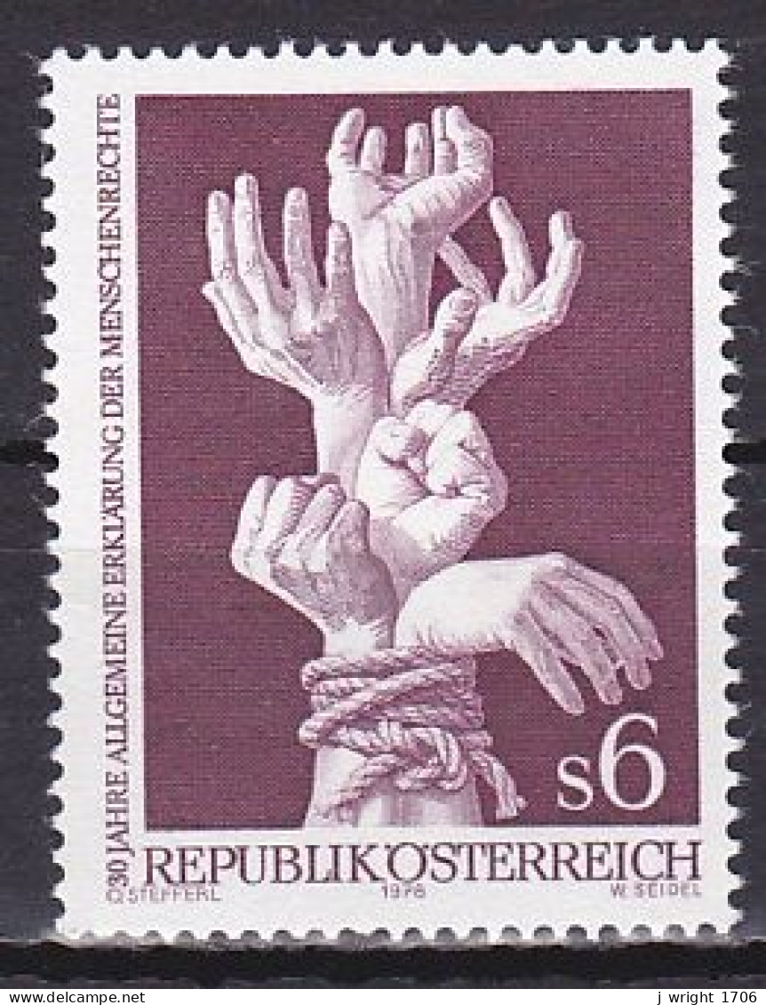 Austria, 1978, Declaration Of Universal Human Rights 30th Anniv, 6s, MNH - Nuevos