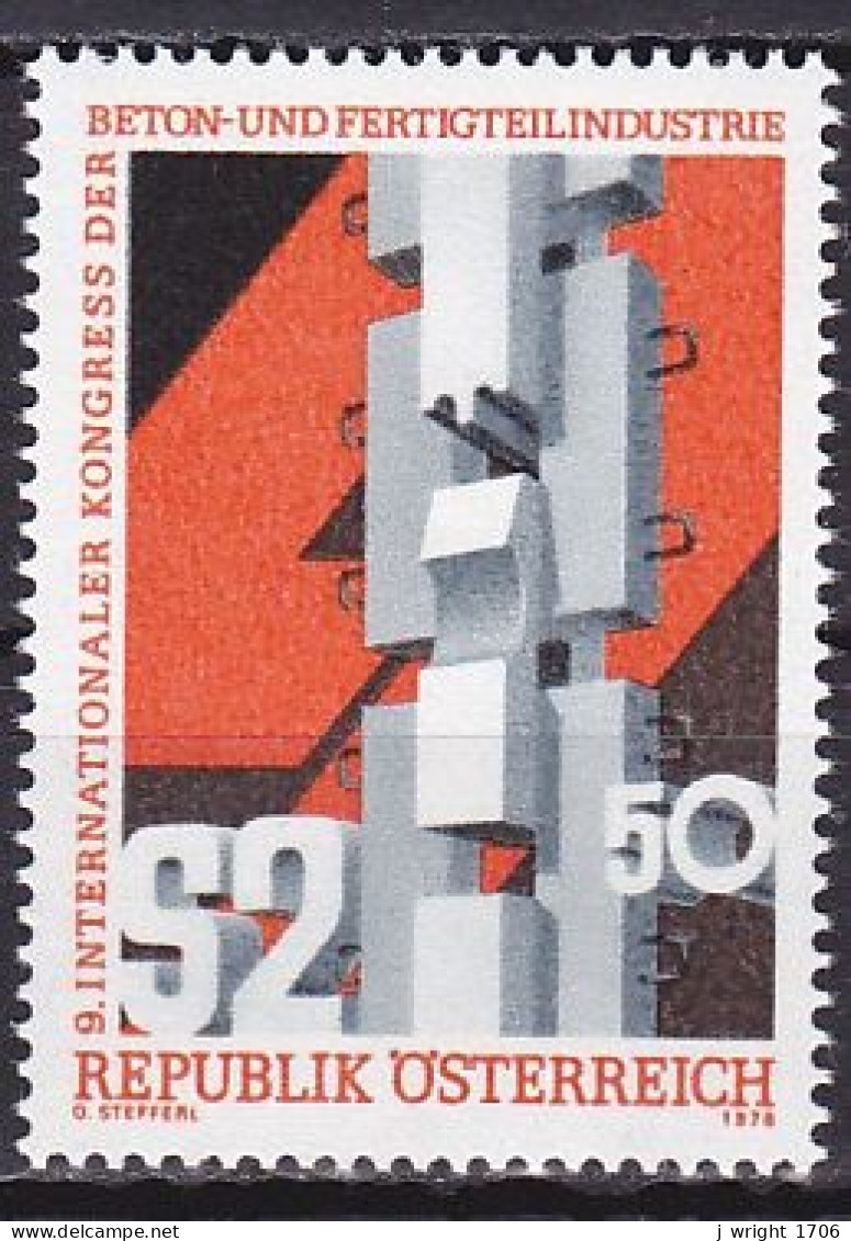 Austria, 1978, Concrete & Prefabrication Industries Cong, 2.50s, MNH - Neufs