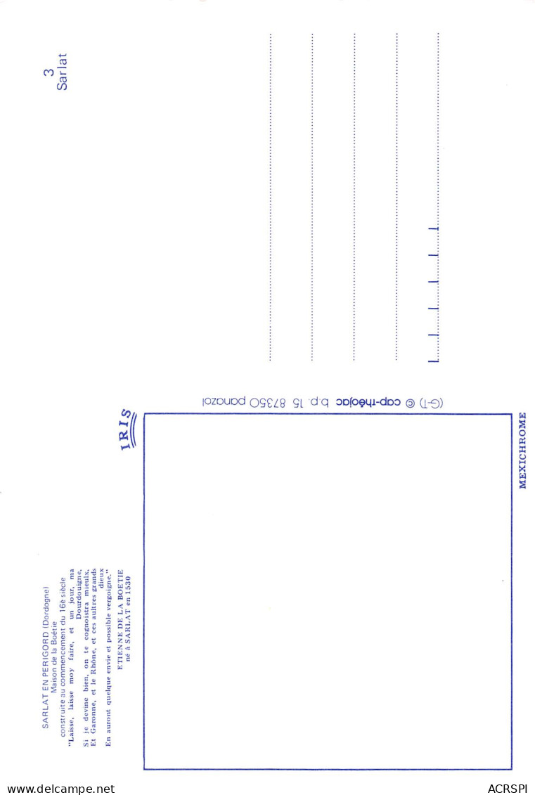 SARLAT  Maison De La Boetie Et Boutique De Vetements Sylvain Mazelaygue  40  (scan Recto Verso)MG2829 - Sarlat La Caneda