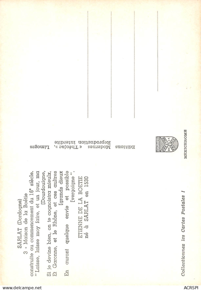 SARLAT  Maison De La Boetie Edition Iris Carte Dentelee  43  (scan Recto Verso)MG2829 - Sarlat La Caneda