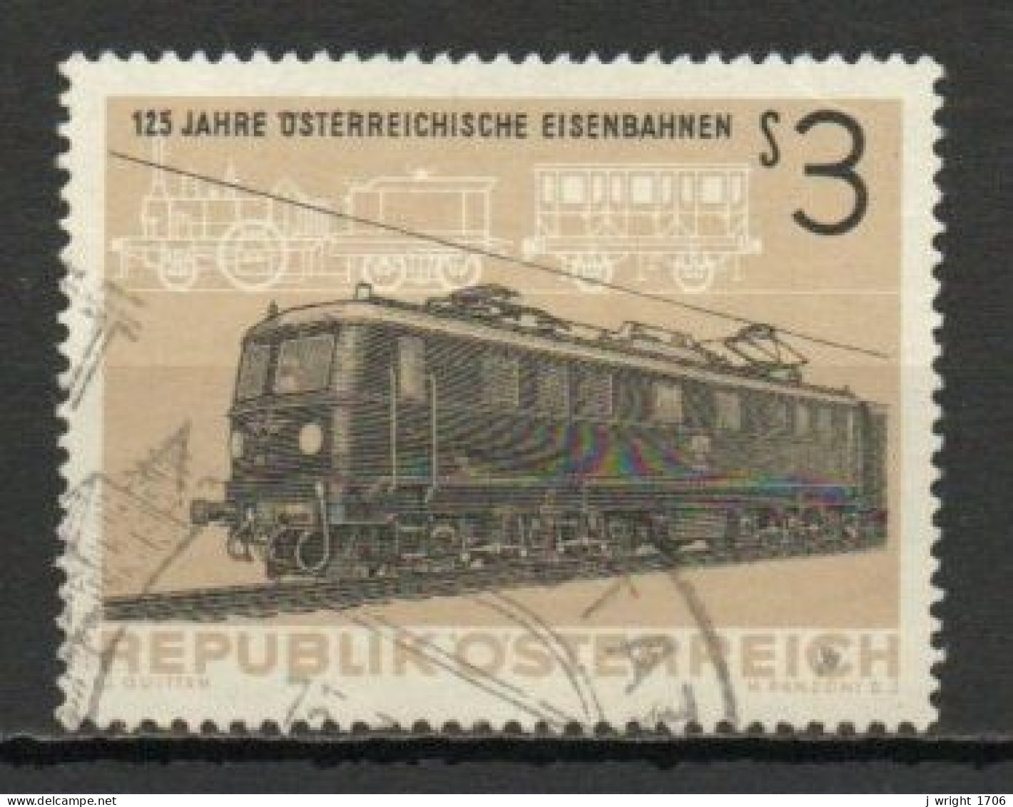 Austria, 1962, Austrian Railways 125th Anniv, 3s, USED - Gebruikt