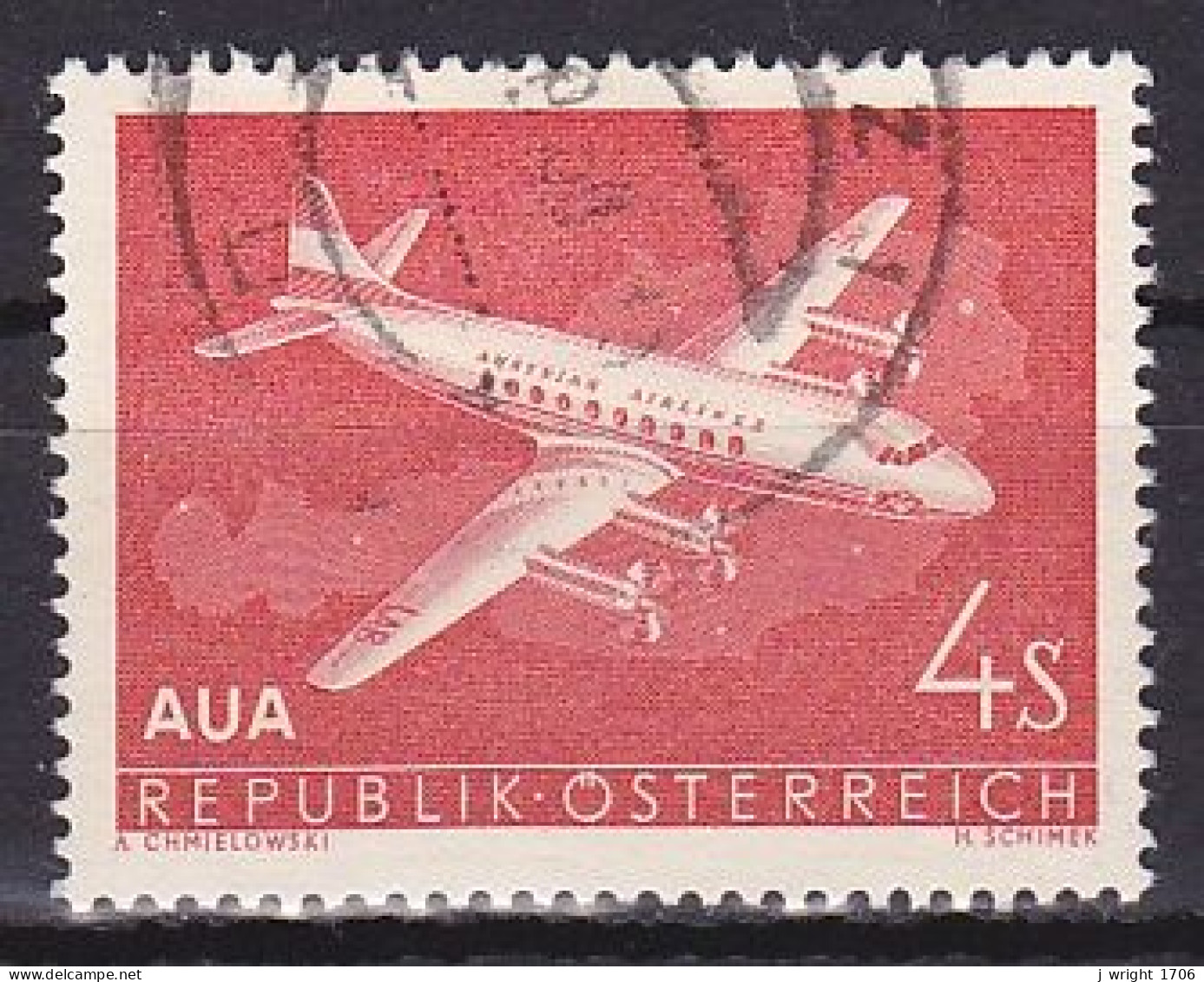 Austria, 1958, Austrian Airlines, 4s, USED - Oblitérés