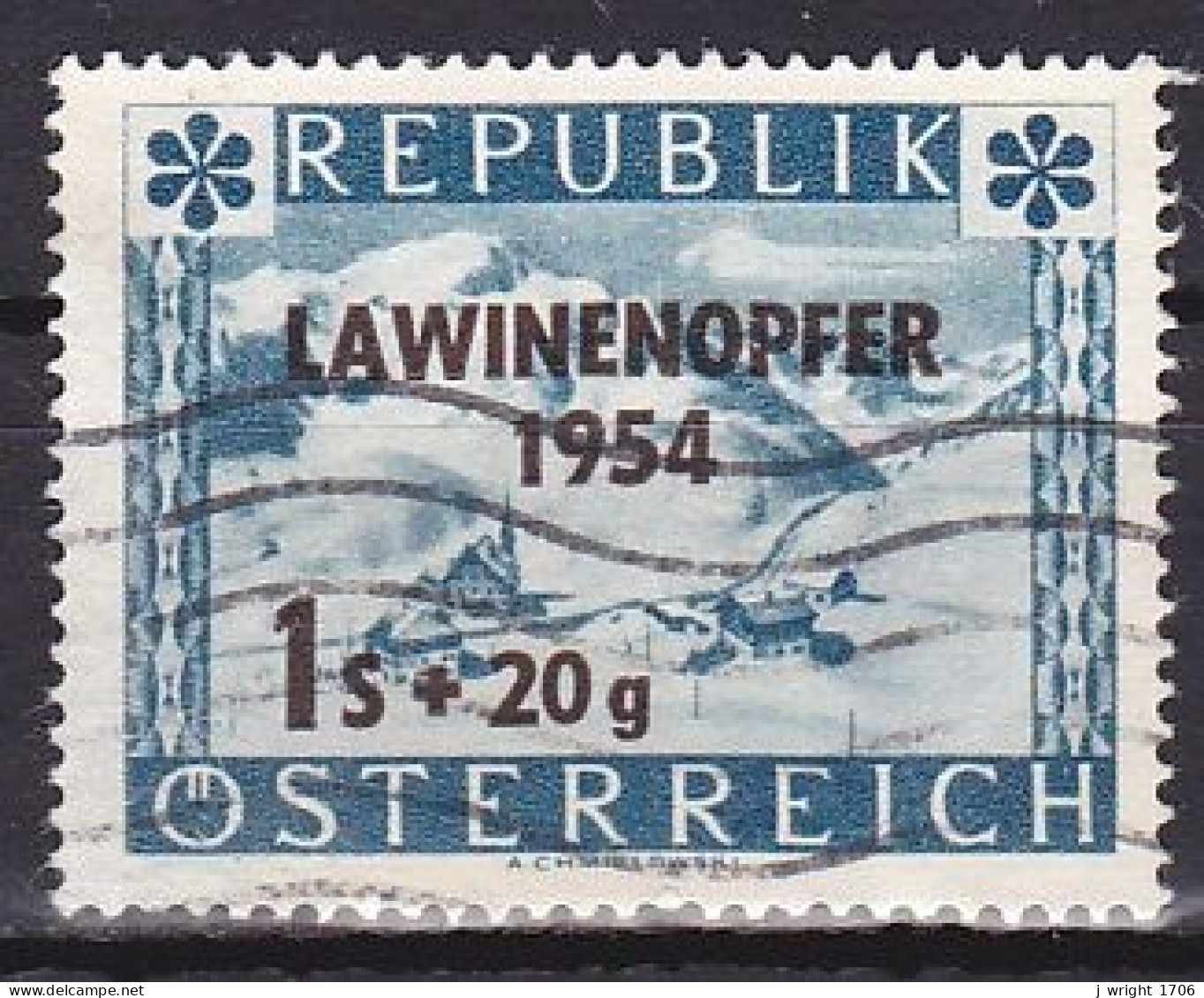 Austria, 1954, Avalanche Victims Fund, 1s + 20g, USED - Oblitérés