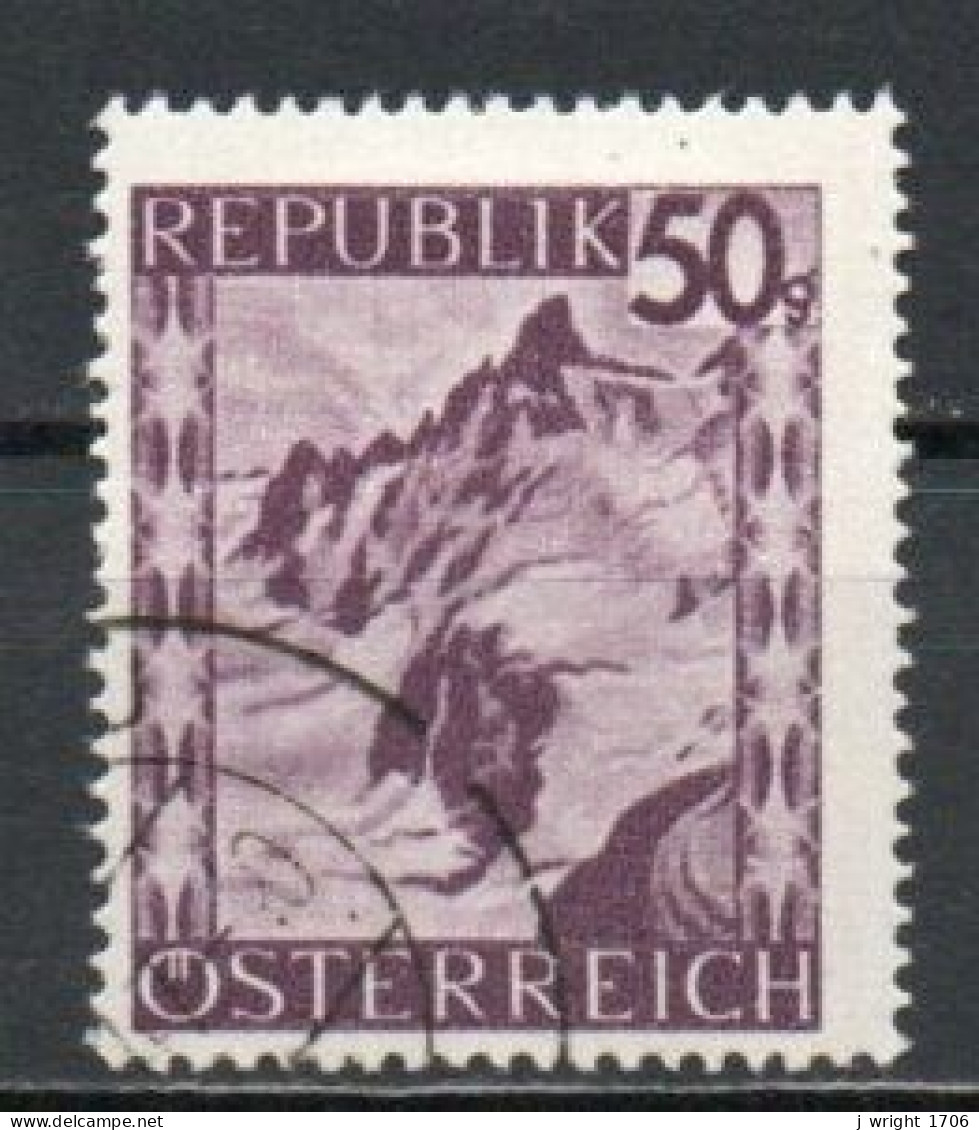 Austria, 1947, Landscapes/Silvretta Mountain, 50g/Purple, USED - Usados