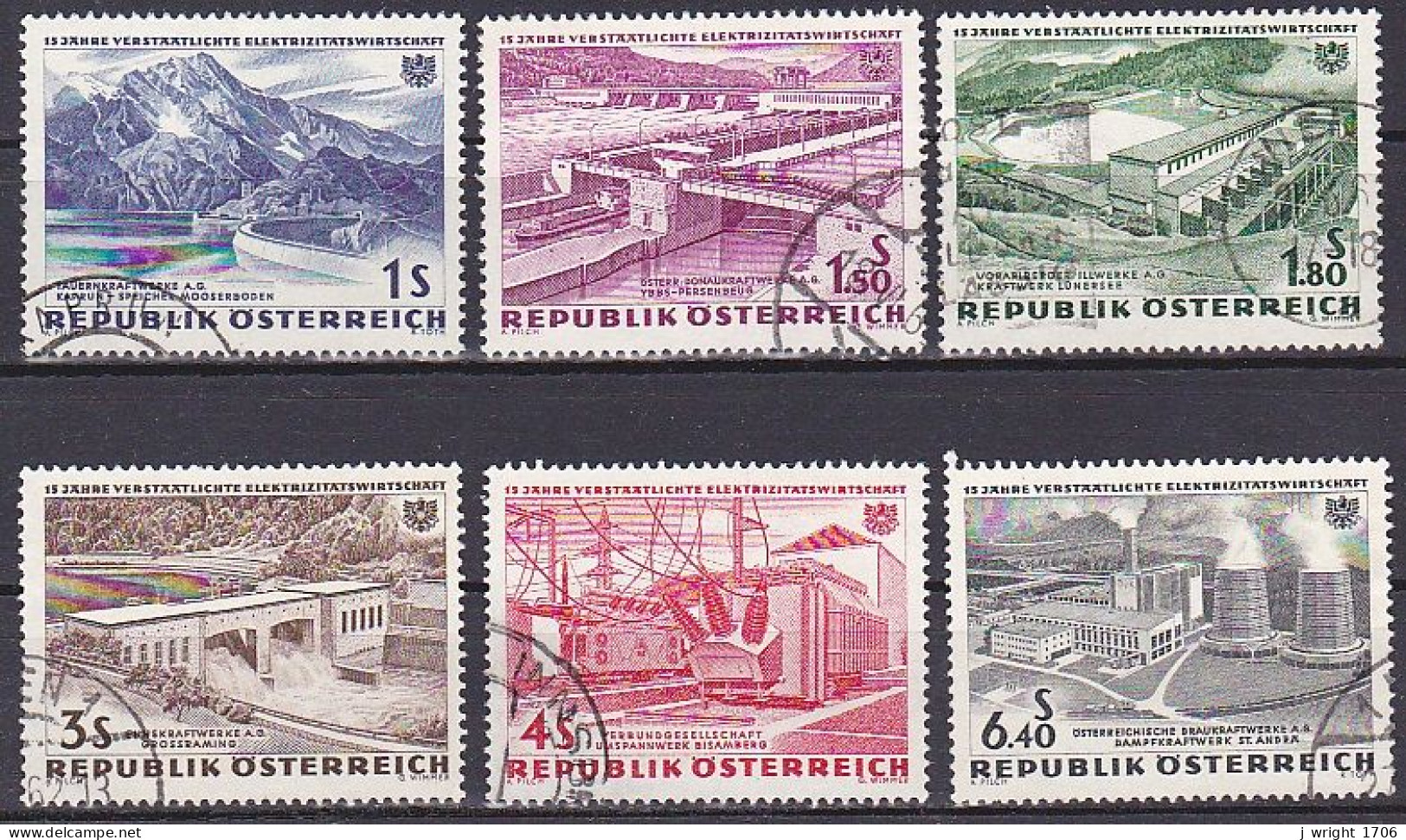 Austria, 1962, Electric Power Industries Nationalization 15th Anniv, Set, USED - Oblitérés