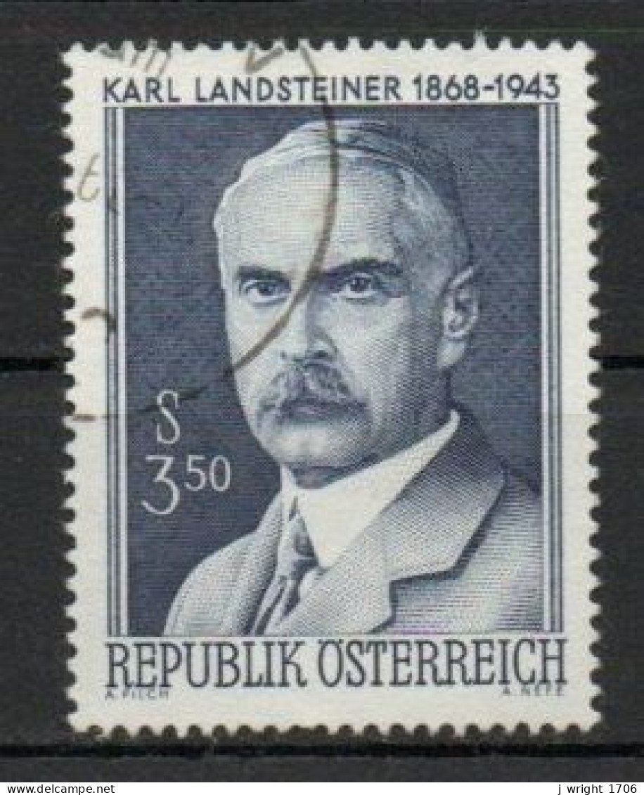 Austria, 1968, Dr. Karl Landsteiner, 3.50s, USED - Oblitérés