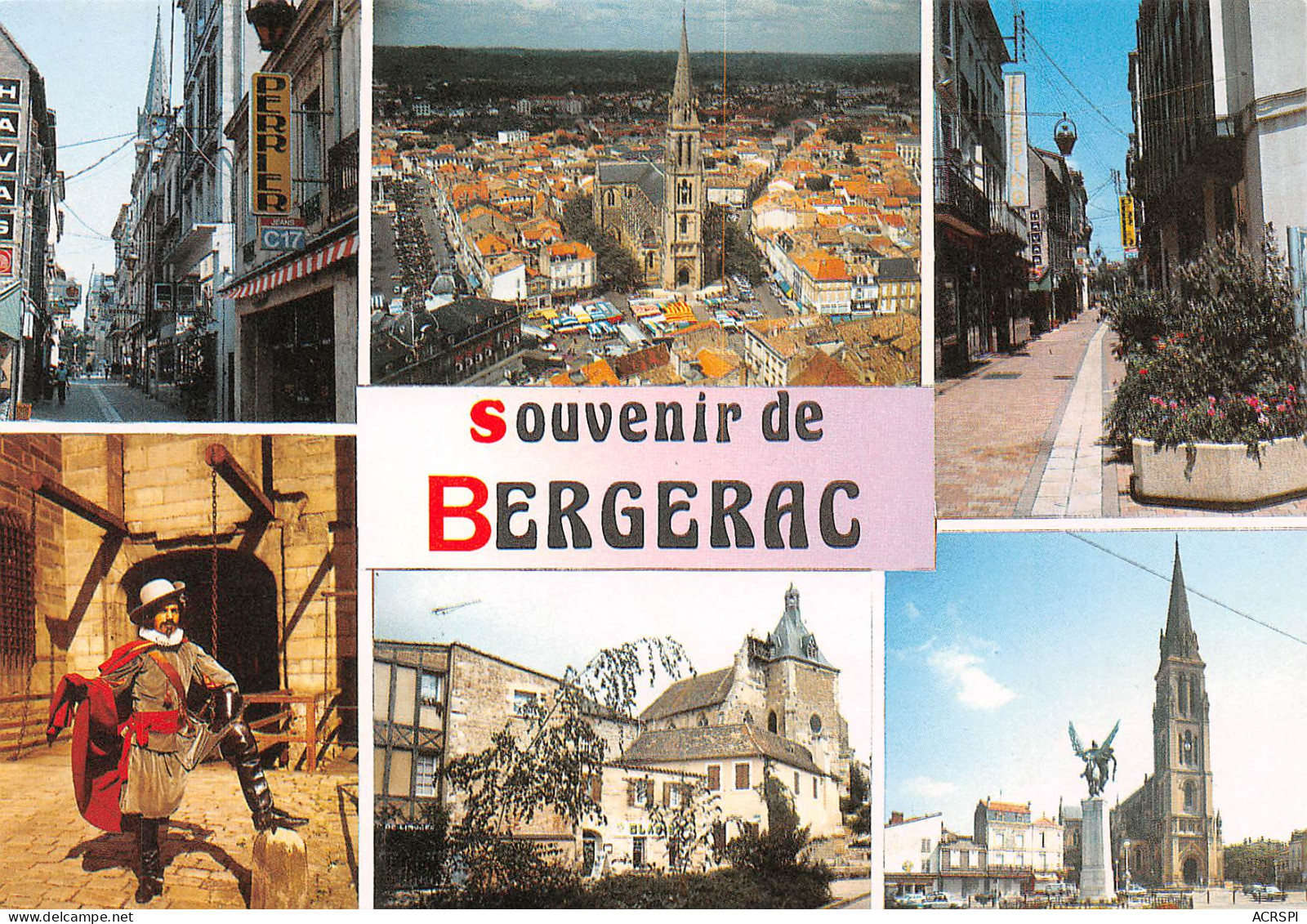 BERGERAC Diverses Vues Vue Aerienne Du Centre Rues Pietonnes Egliste Notre Dame 1 (scan Recto Verso)MG2832 - Bergerac