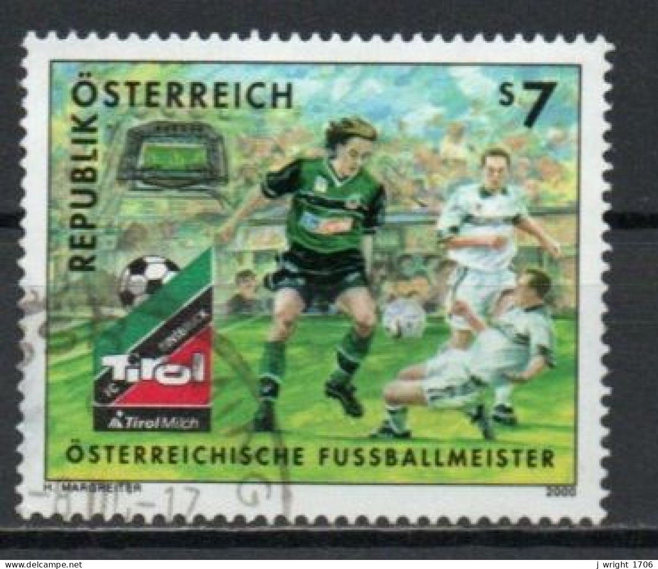 Austria, 2000, FC Tirol Austrian Football Champions, 7s, USED - Oblitérés
