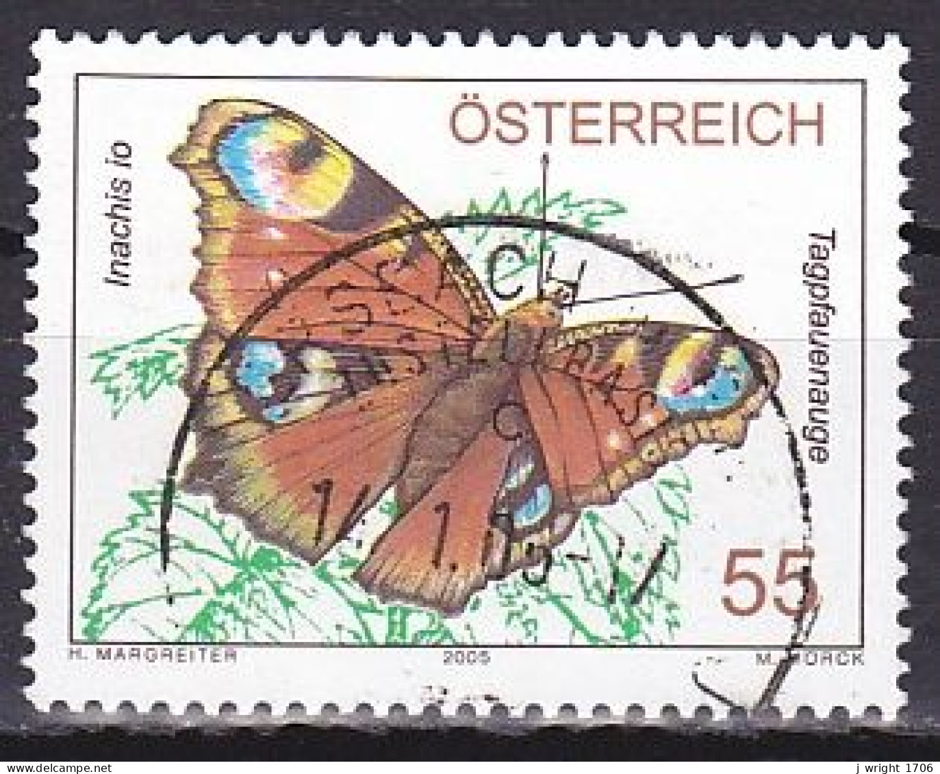 Austria, 2005, Wildlife Butterfly, 55c, USED - Oblitérés