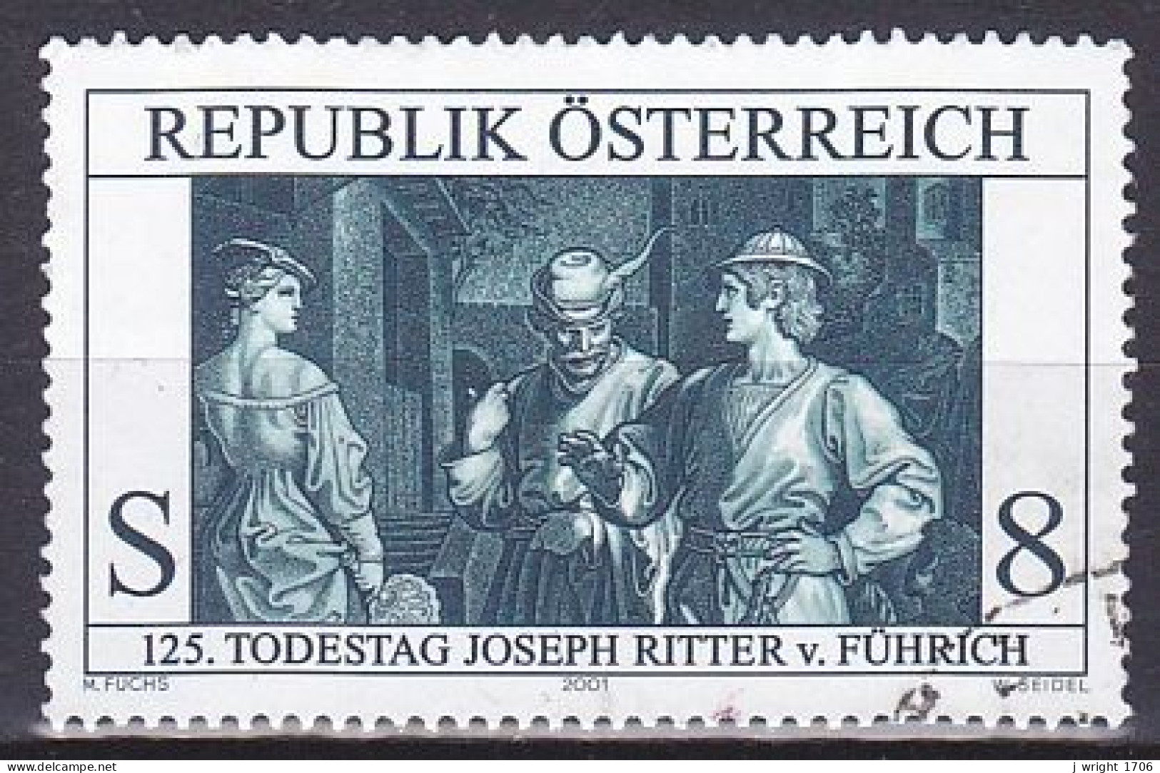 Austria, 2001, Joseph Ritter Von Führich, 8s, USED - Usati