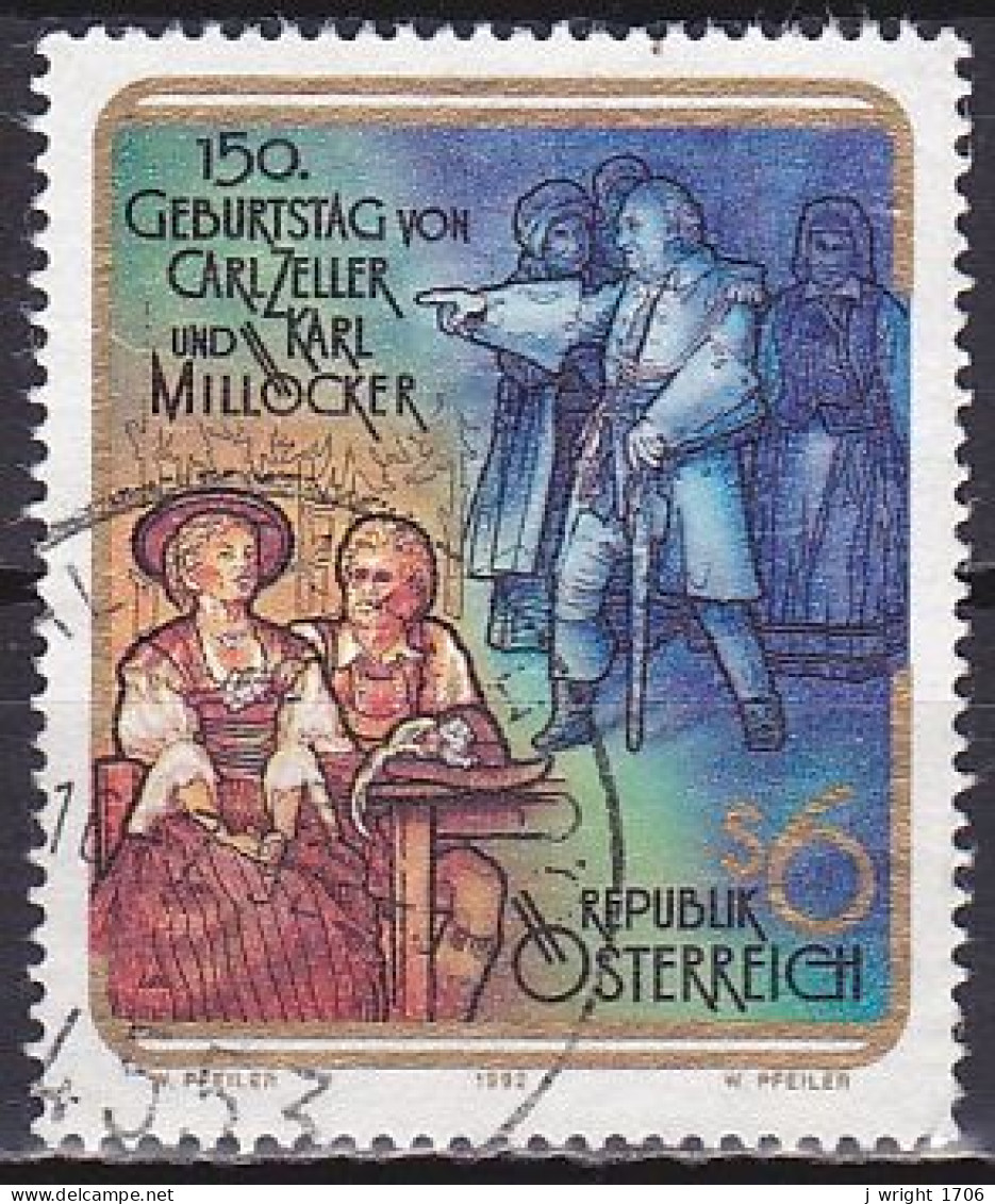 Austria, 1992, Carl Zeller & Karl Millocker, 6s, USED - Gebraucht