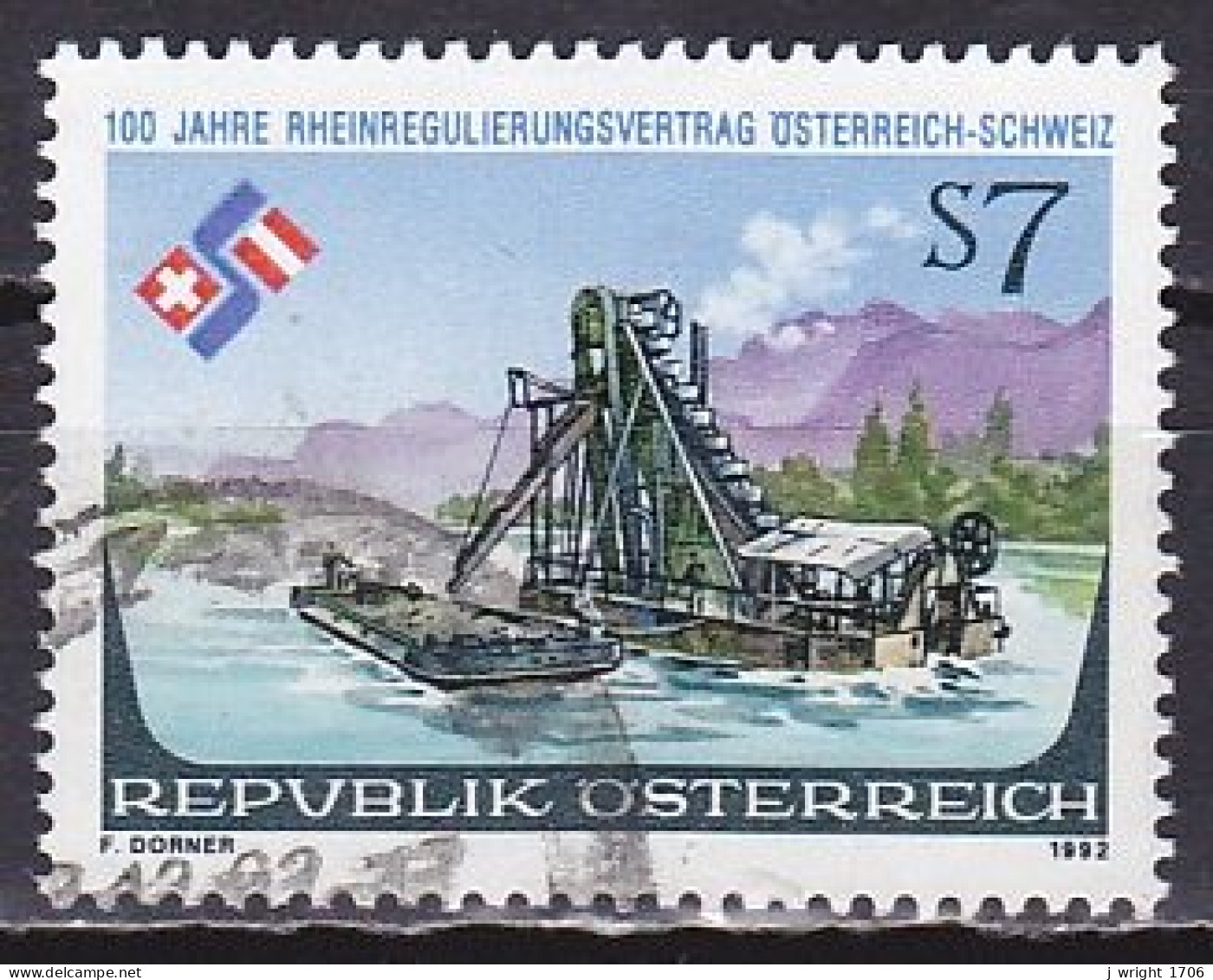 Austria, 1992, Treaty On Regulation Of The Rhine, 7s, USED - Oblitérés