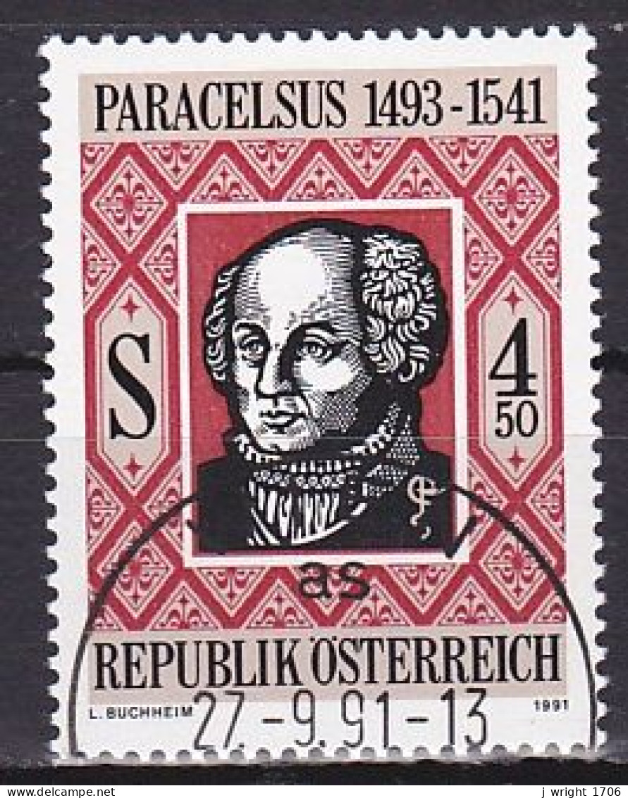 Austria, 1991, Paracelsus, 4.50s, CTO - Oblitérés