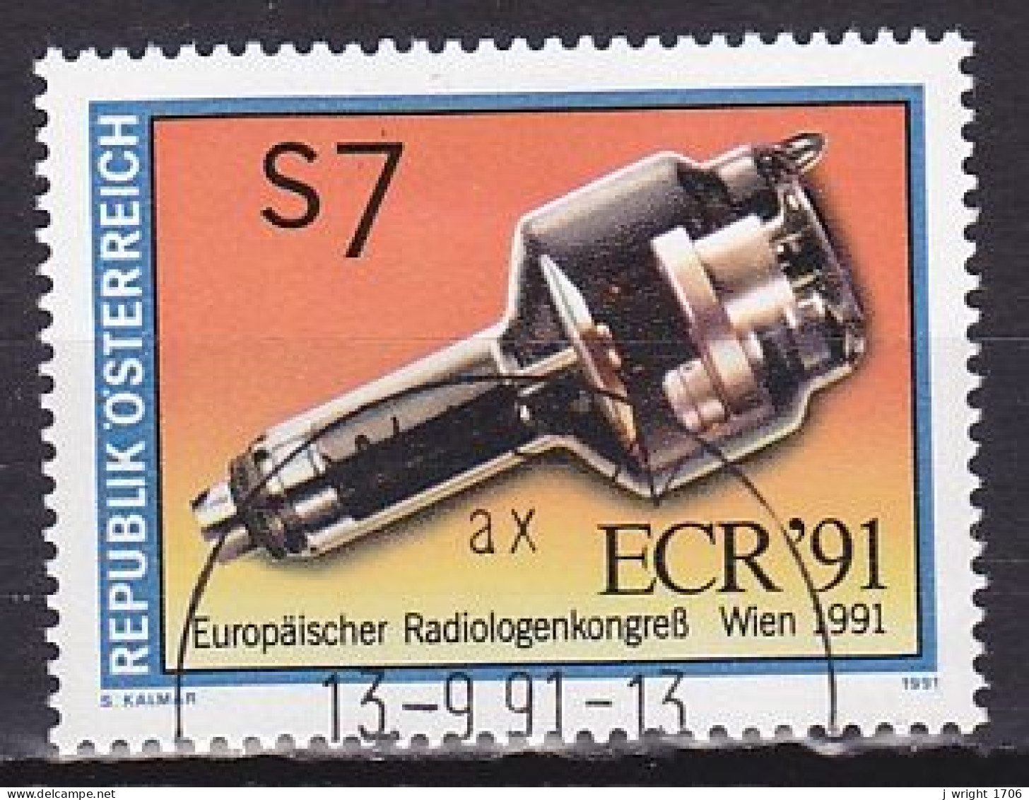 Austria, 1991, European Radiology Cong, 7s, CTO - Used Stamps