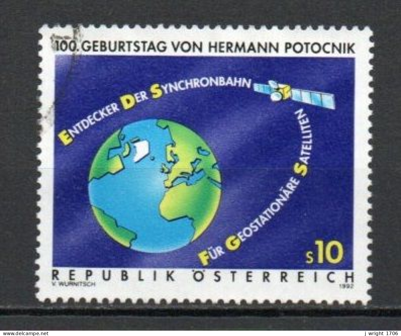 Austria, 1992, Hermann Potocnik, 10s, USED - Oblitérés