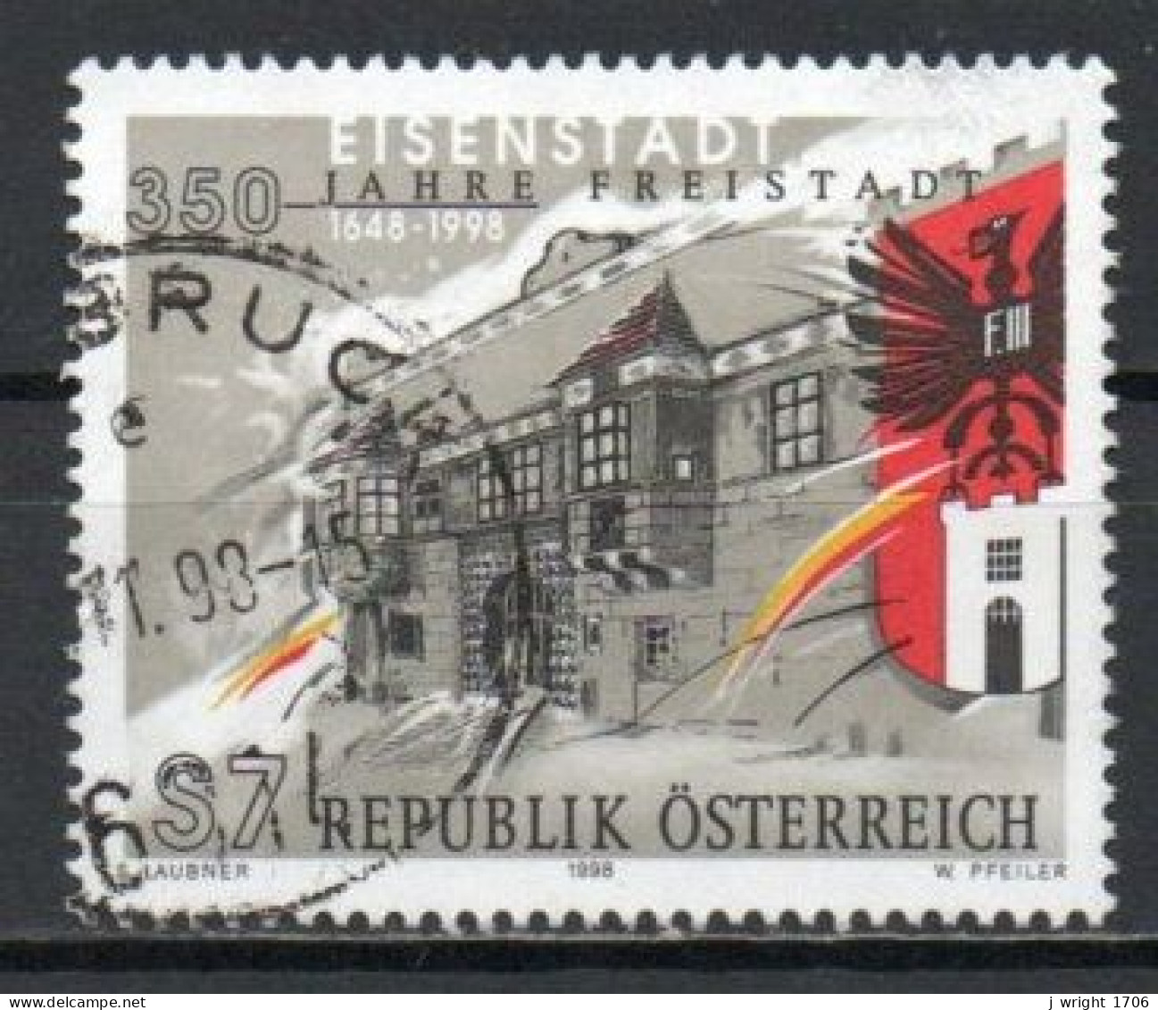 Austria, 1998, Eisenstadt 350th Anniv, 7s, USED - Usados