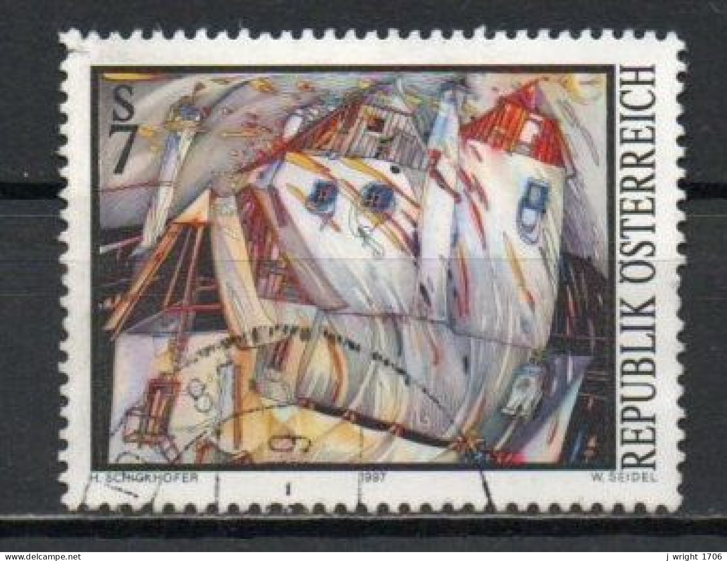 Austria, 1997, Modern Art/House In Wind, 7s, USED - Usados