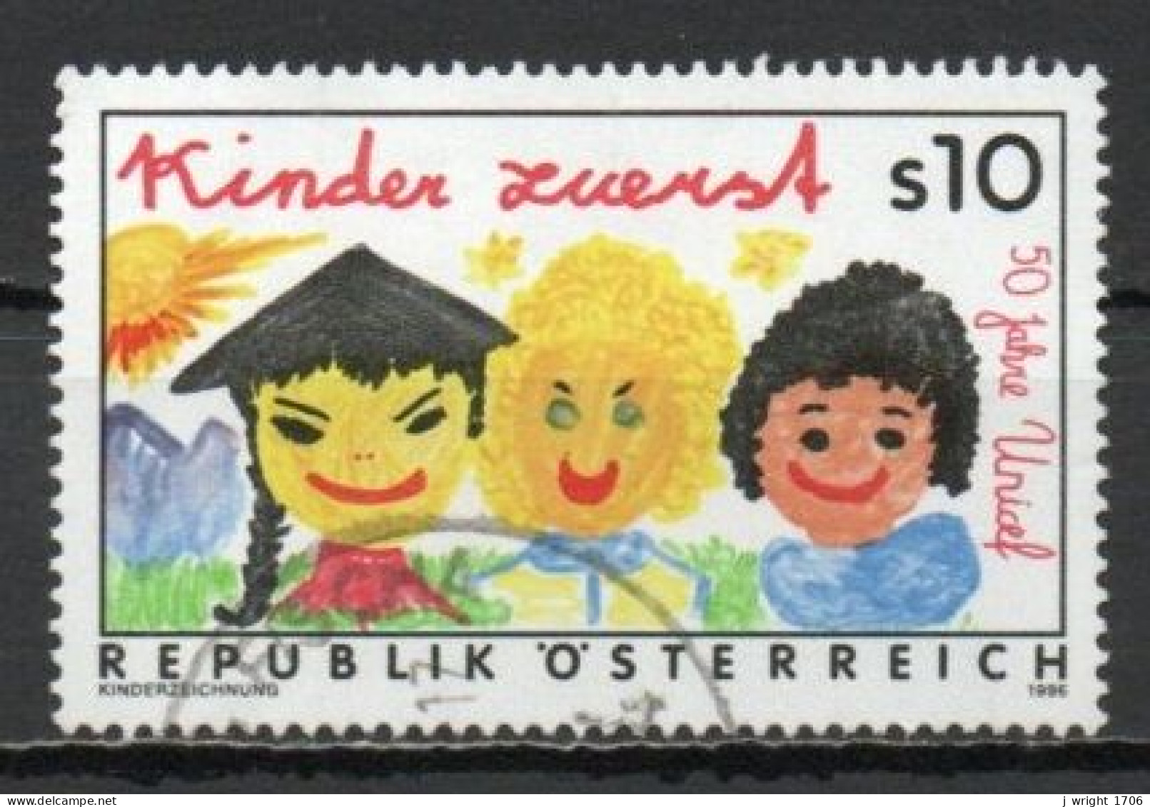 Austria, 1996, UNICEF 50th Anniv, 10s, USED - Usados
