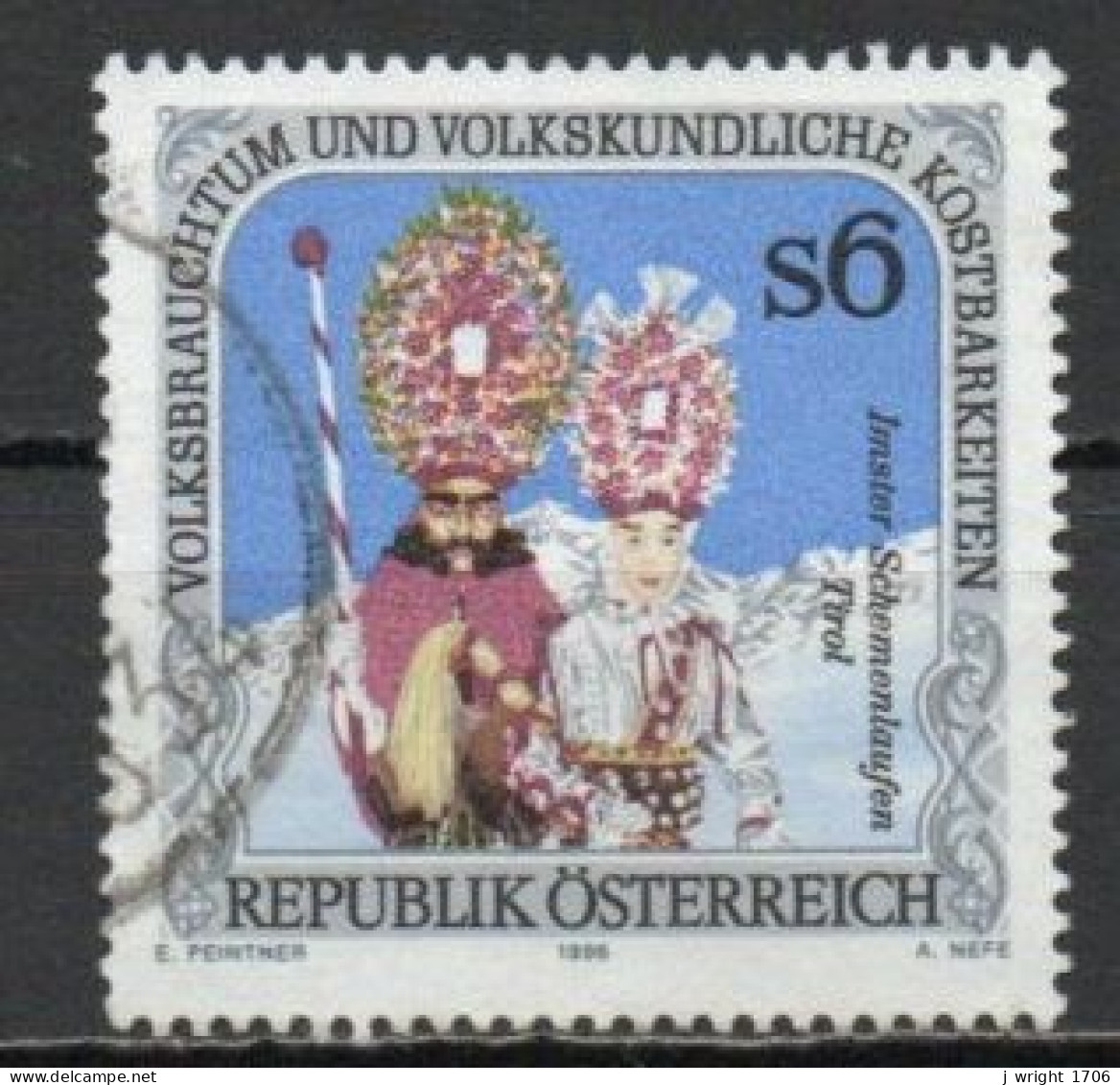 Austria, 1996, Austrian Folk Festival/Schemenlaufen Carnival, 6s, USED - Oblitérés