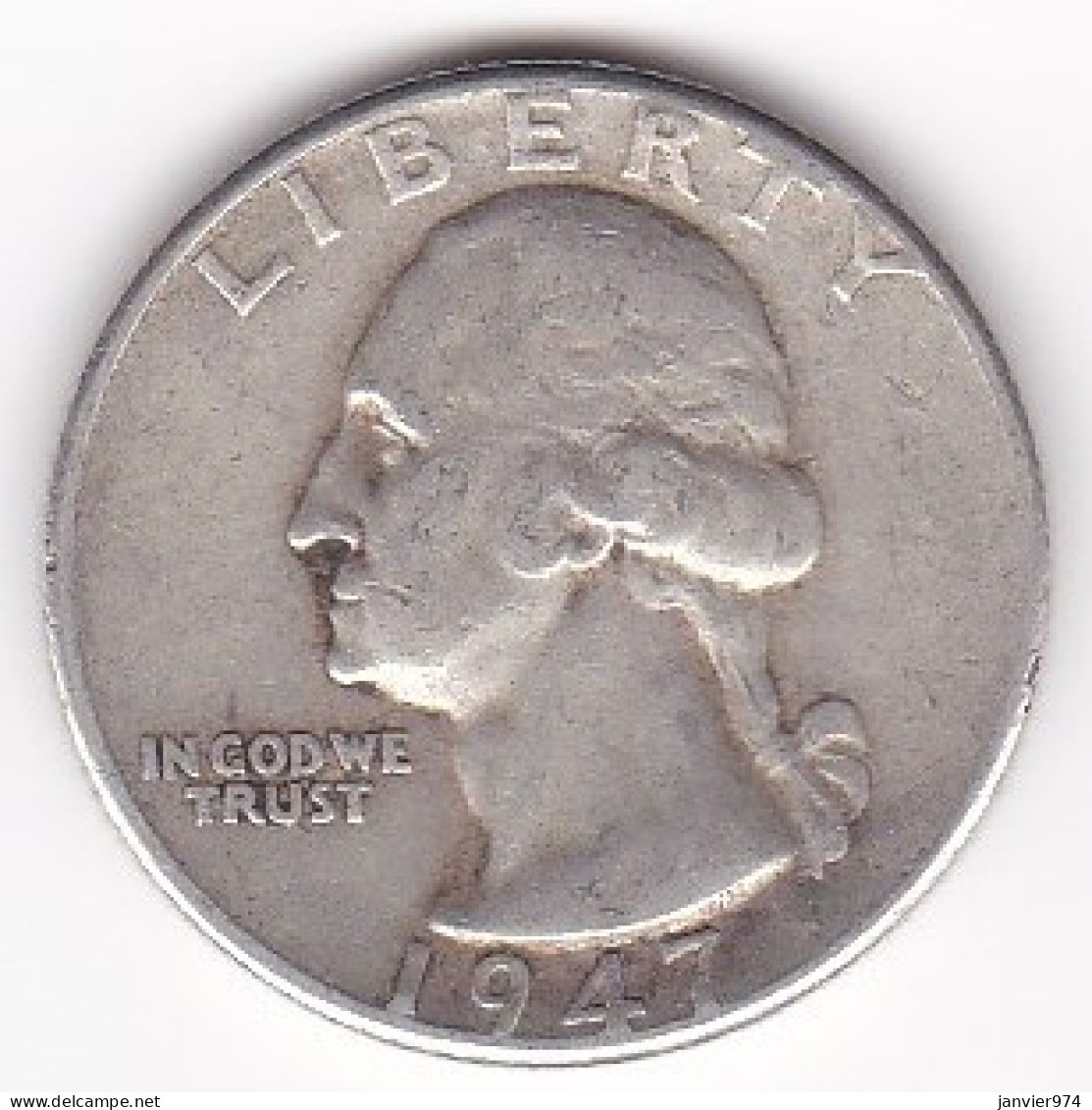Etats-Unis , Quarter Dollar 1947 D Denver, Washington , En Argent - 1932-1998: Washington