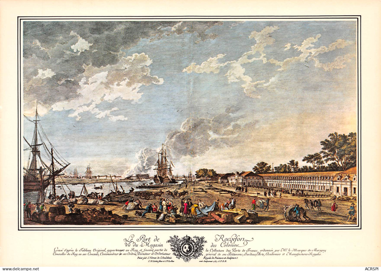 ROCHEFORT Le Port, Magasin Des Colonies  Peint Par J. VERNET Vieilles Gravures De 1767   24 (scan Recto Verso)MG2840 - Rochefort
