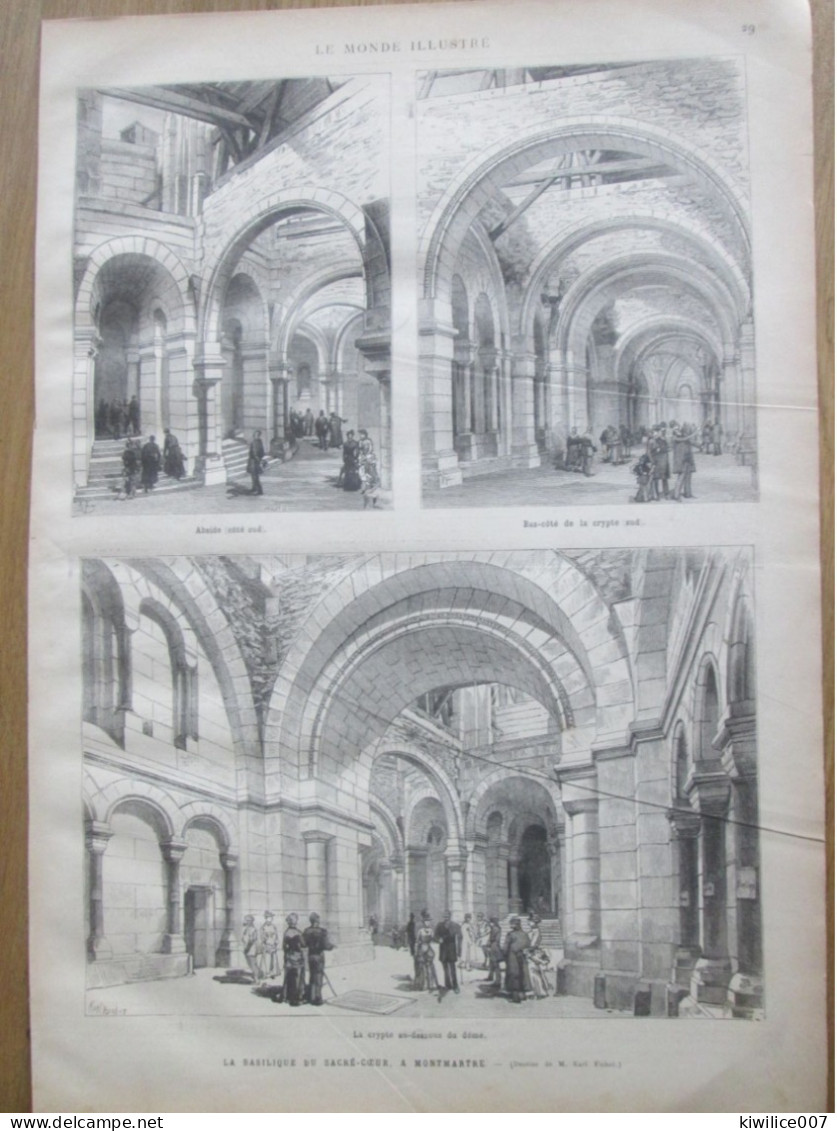 1884  Gravure LA BASILIQUE DU SACRE COEUR  MONTMARTRE  Crypte  Abside Nef  Architecture - Ohne Zuordnung