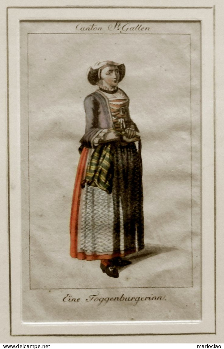 ST-CH Kanton St. Gallen Toggenburg Frau Tracht Schweiz - Radierung 1750 - Prints & Engravings