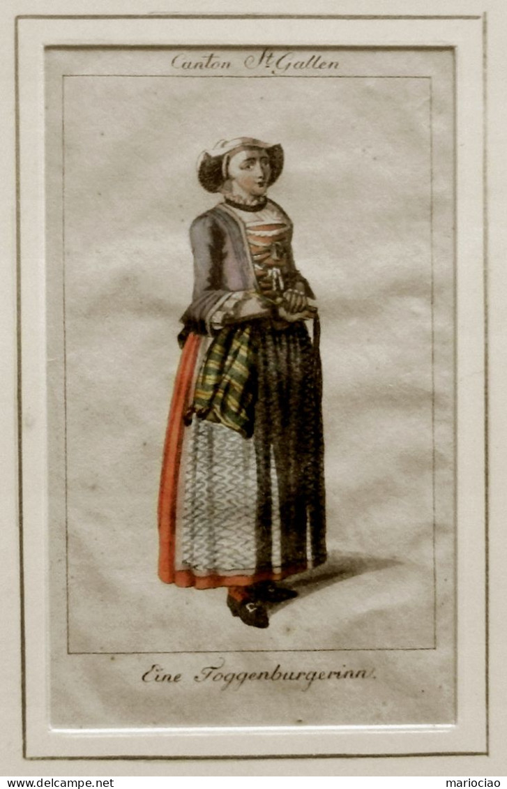 ST-CH Kanton St. Gallen Toggenburg Frau Tracht Schweiz - Radierung 1750 - Estampes & Gravures