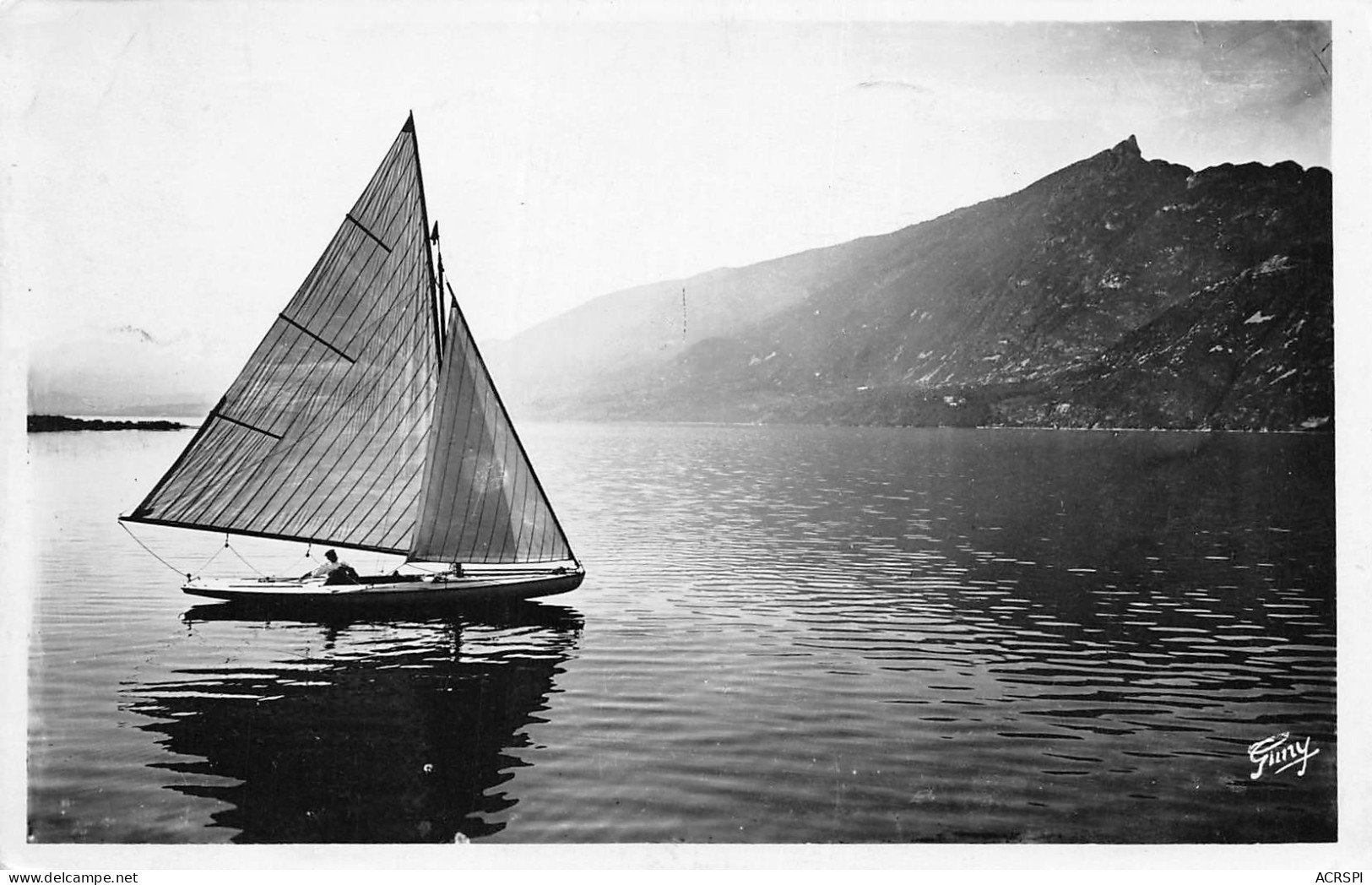 Voilier Sur Le Lac Du Bourget Et Dent Du Chat  36 (scan Recto Verso)MG2850UND - Le Bourget Du Lac