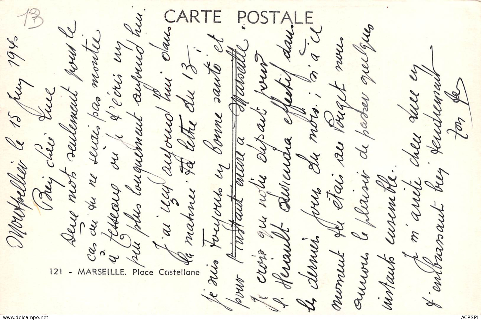 MARSEILLE Place Castellane   34 (scan Recto Verso)MG2850VIC - Castellane, Prado, Menpenti, Rouet