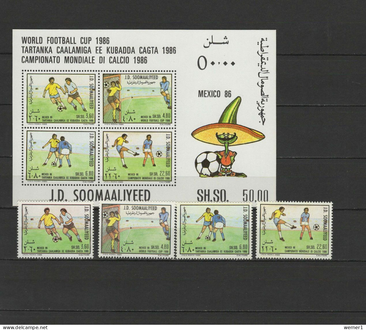 Somalia 1986 Football Soccer World Cup Set Of 4 + S/s MNH - 1986 – Mexique