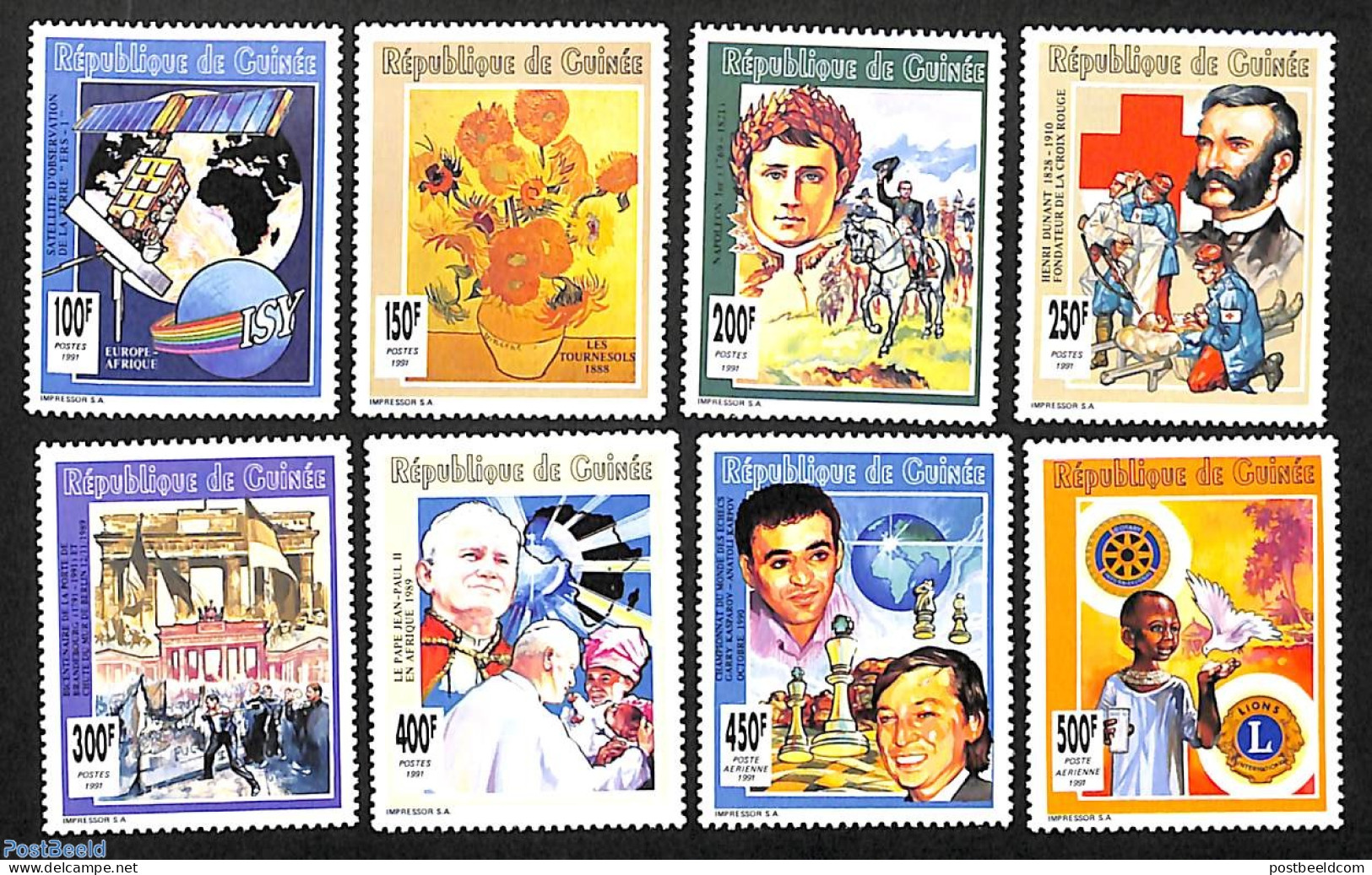 Guinea, Republic 1991 Events 8v, Mint NH, Health - Sport - Transport - Various - Space Exploration - Lions Club - Rotary - Rotary, Lions Club